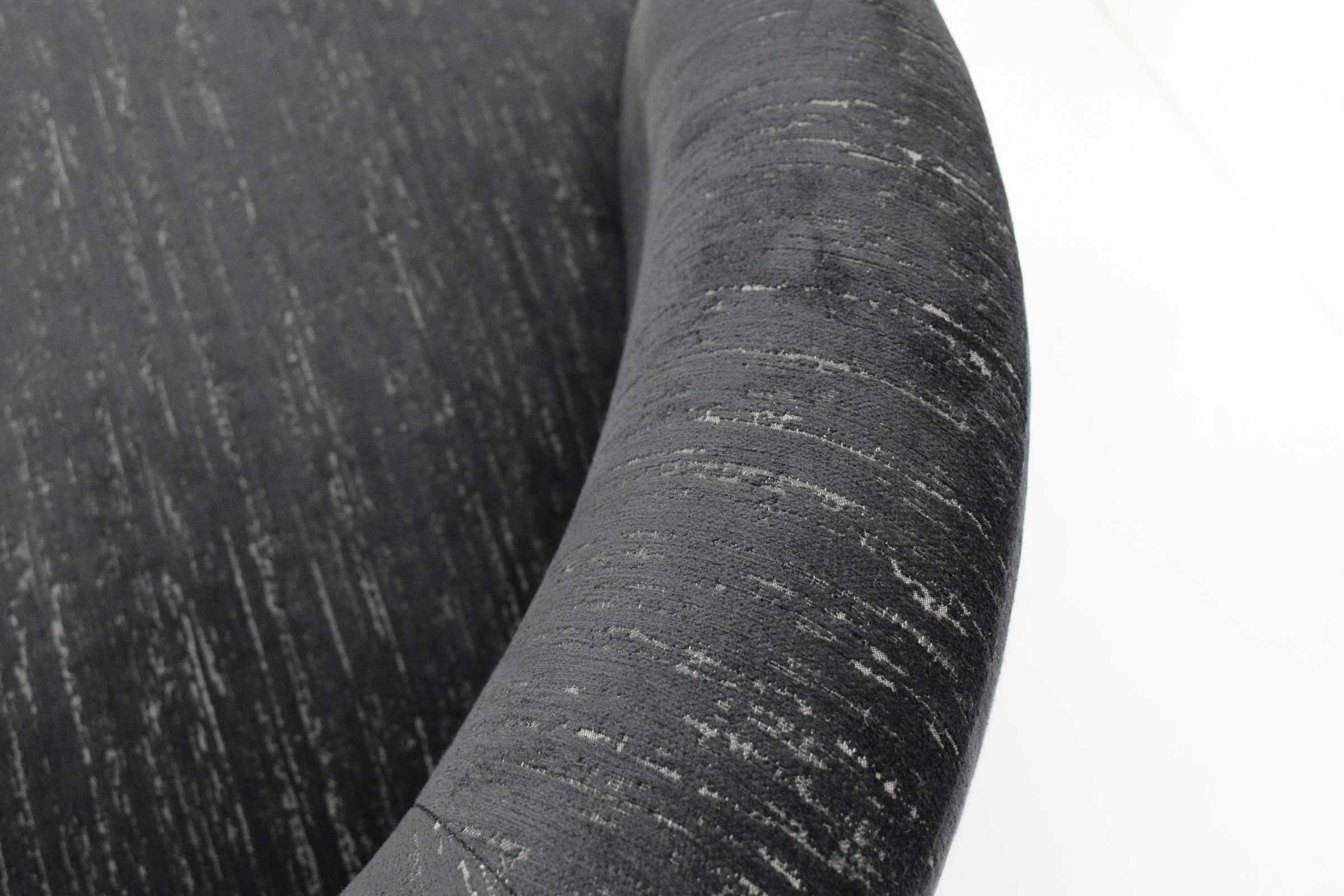 Milo Baughman Oversized Swivel Satellite Chairs, Black Cut Velvet, 1970s 2