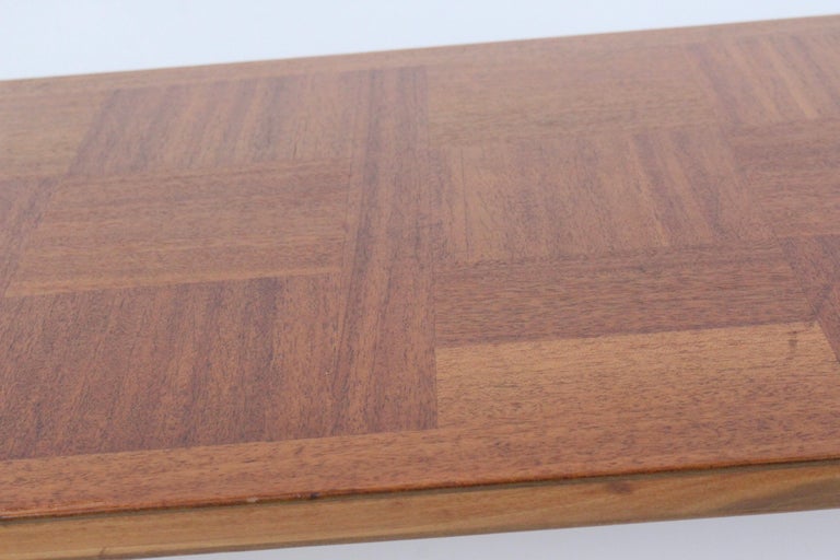 Milo Baughman Pacific Iron Style Mahogany, Maple and Iron Parquetry