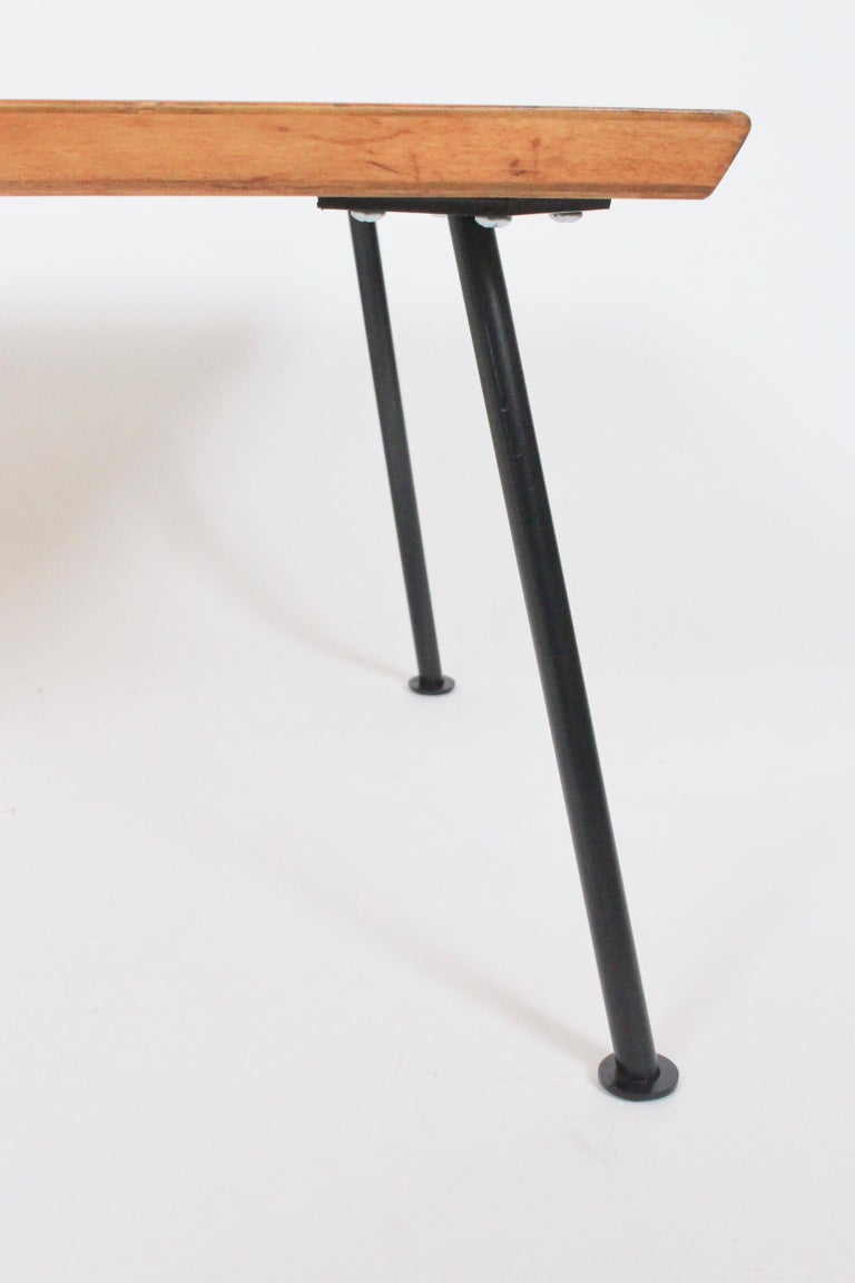 Milo Baughman Pacific Iron Style Mahogany, Maple and Iron Parquetry