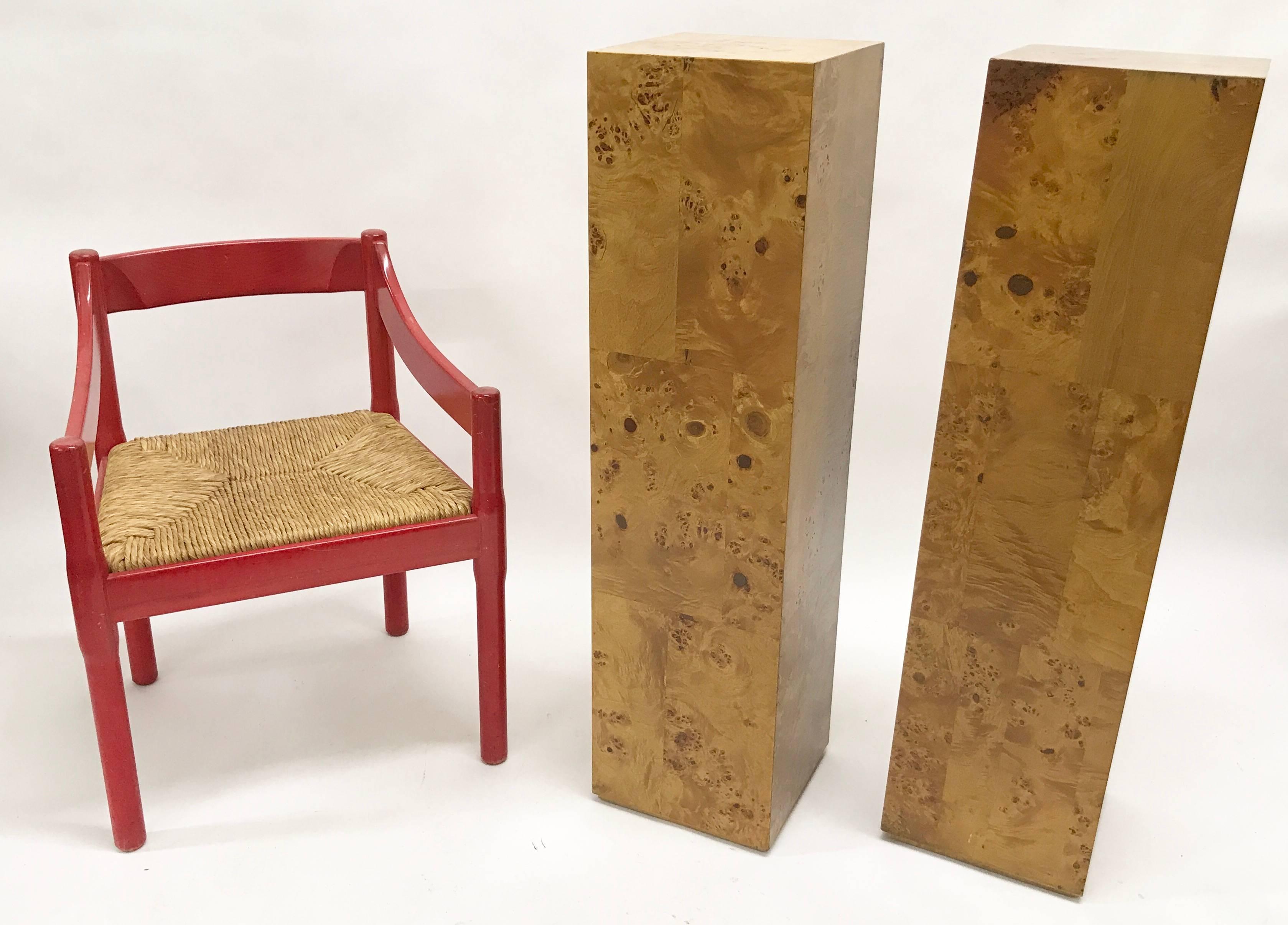 Milo Baughman Pair of Burl Wood Pedestals For Sale 4