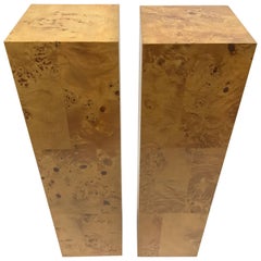 Milo Baughman Pair of Burl Wood Pedestals
