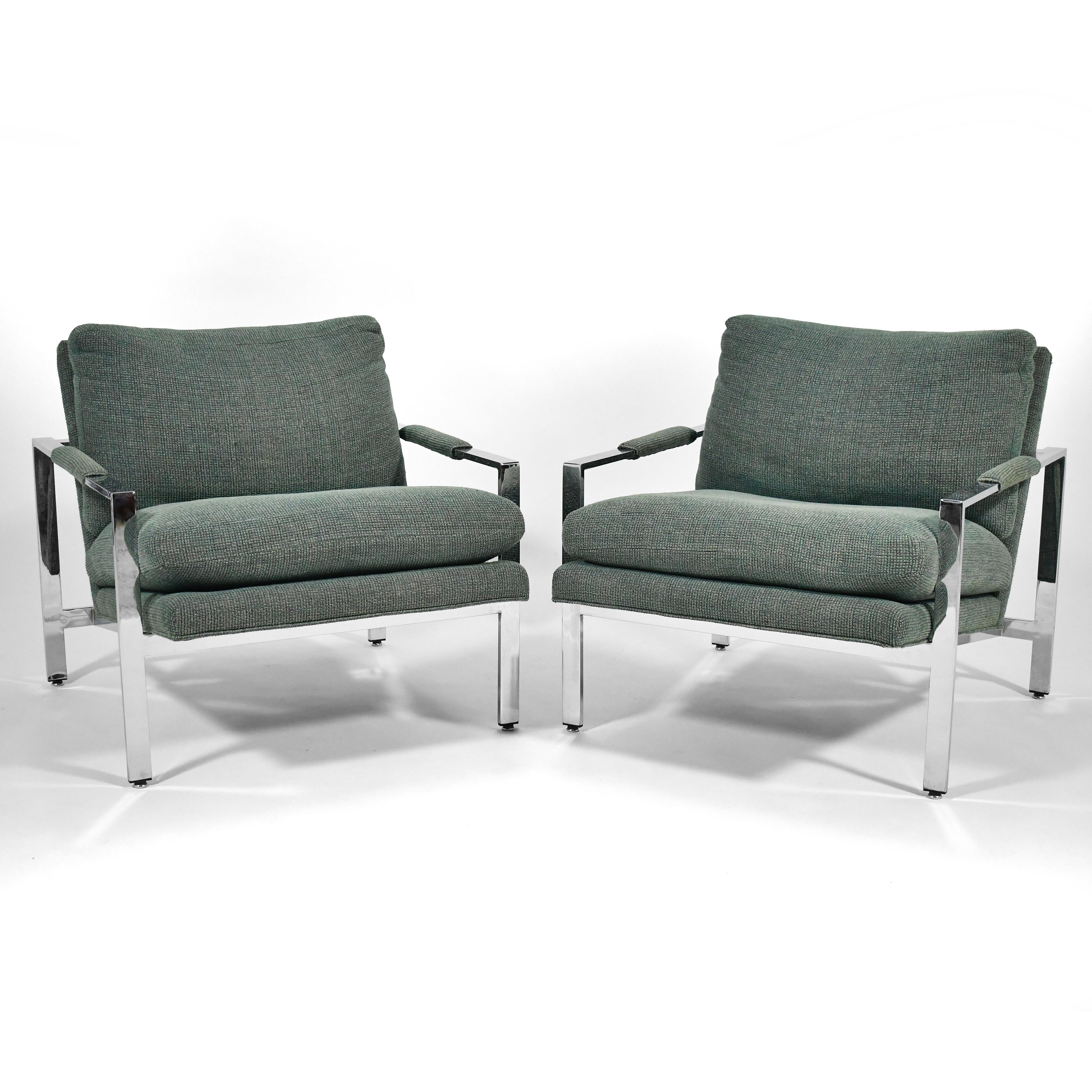 American Milo Baughman Pair of Lounge Chairs by Thayer Coggin