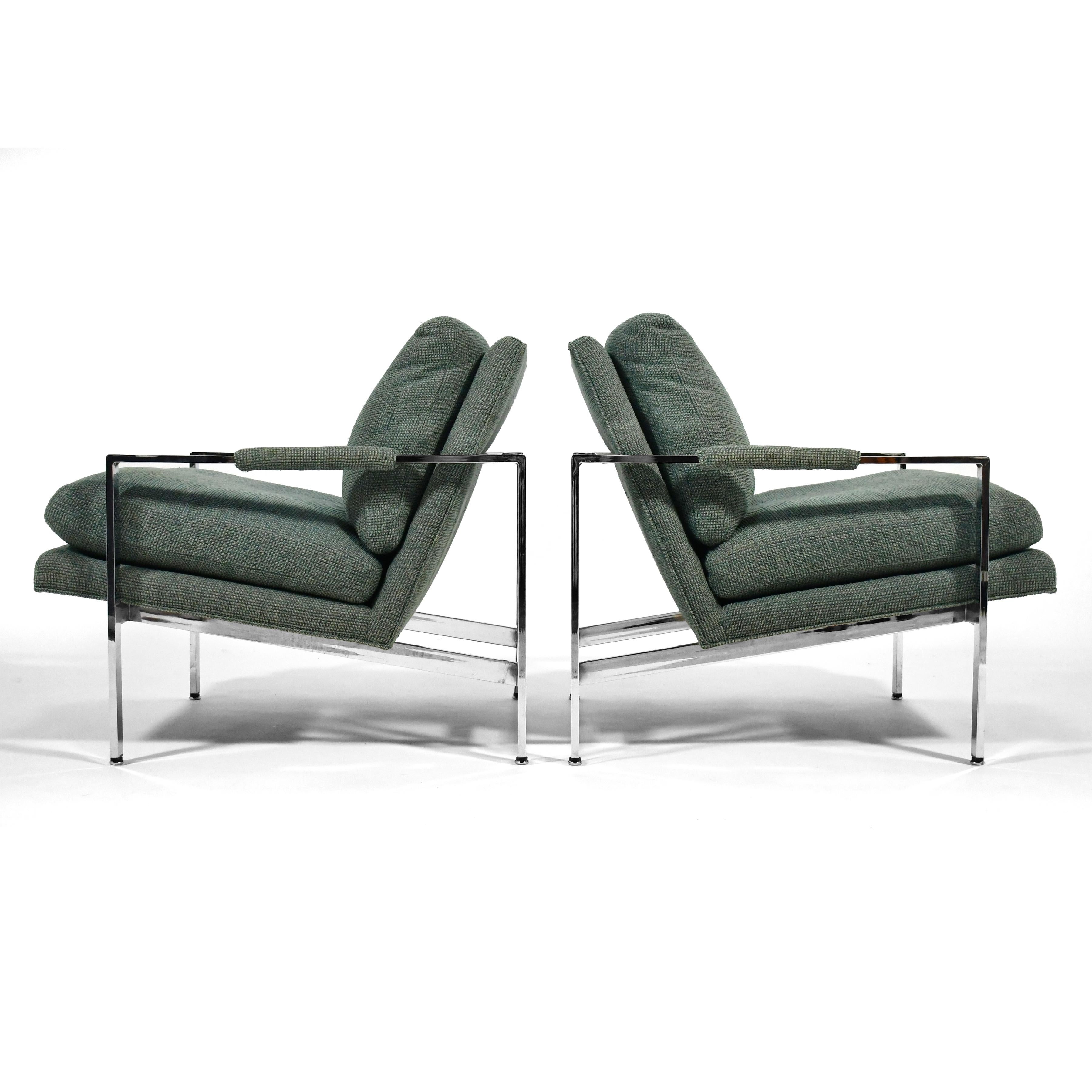 Steel Milo Baughman Pair of Lounge Chairs by Thayer Coggin