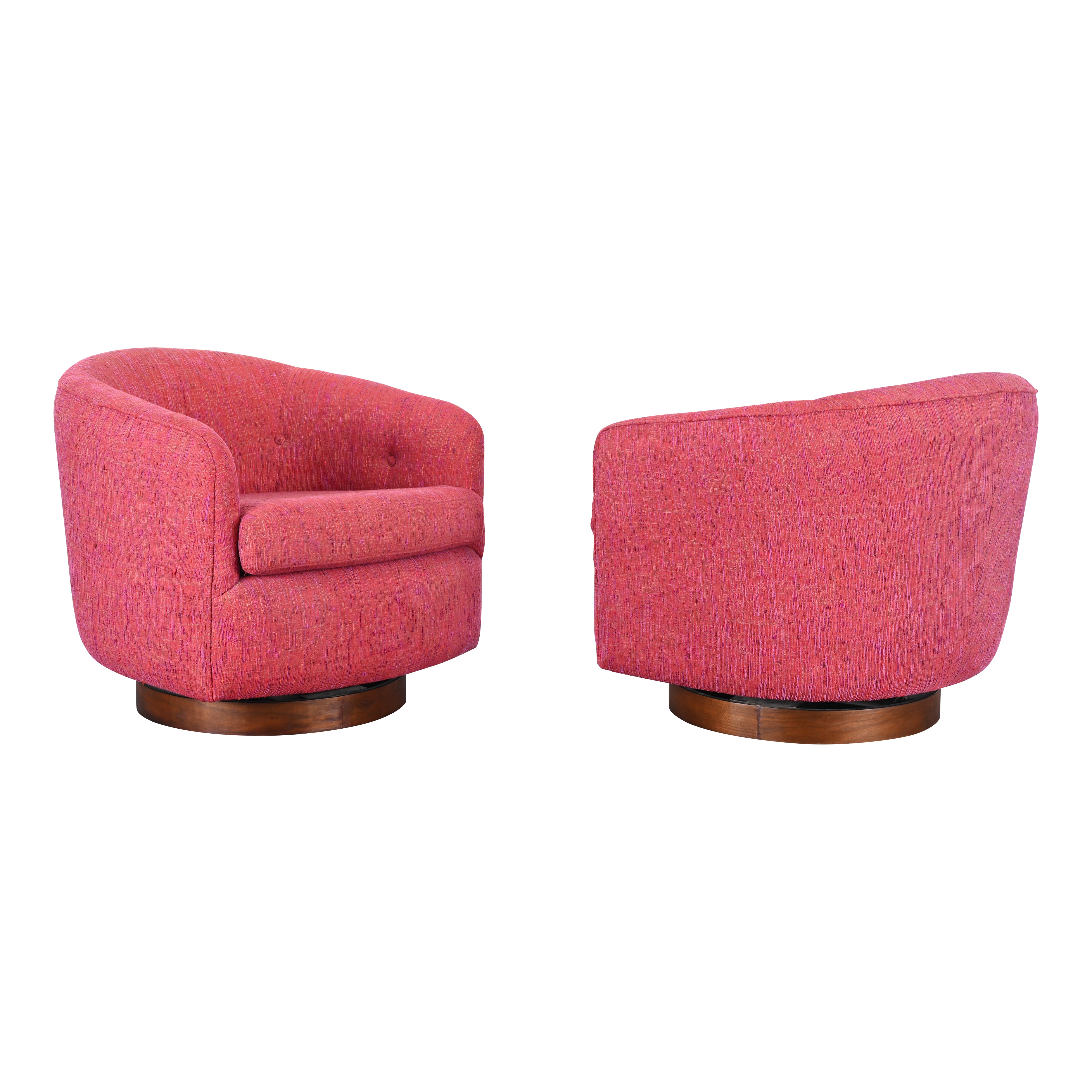 Milo Baughman Pair of Swivel and Rock Lounge Chair, Mid 20th Century