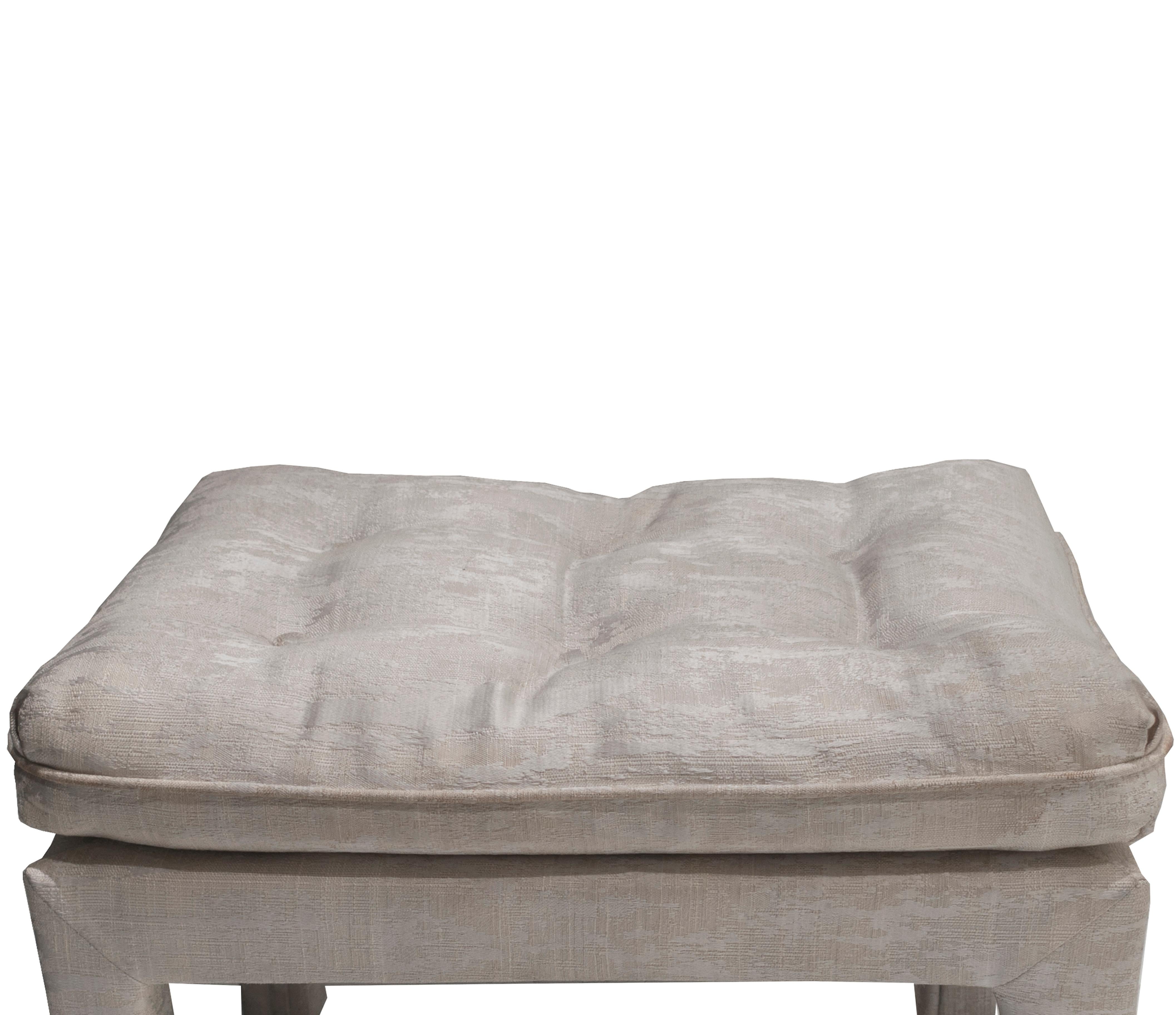 Milo Baughman Parsons Style Pillow Top Ottoman, c. 1960s with button tufted seat. 

