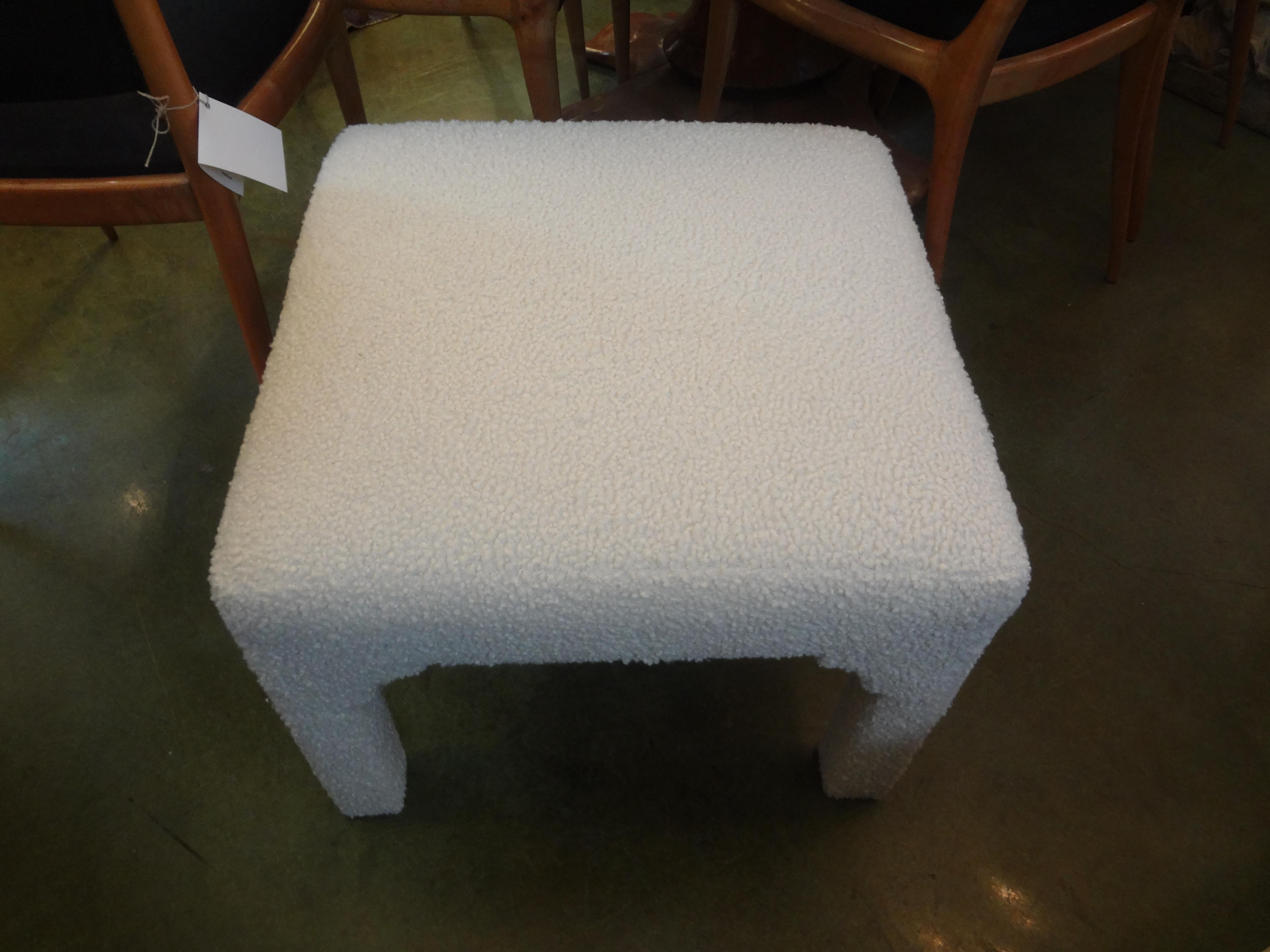 American Milo Baughman Parsons Style Upholstered Ottoman For Sale