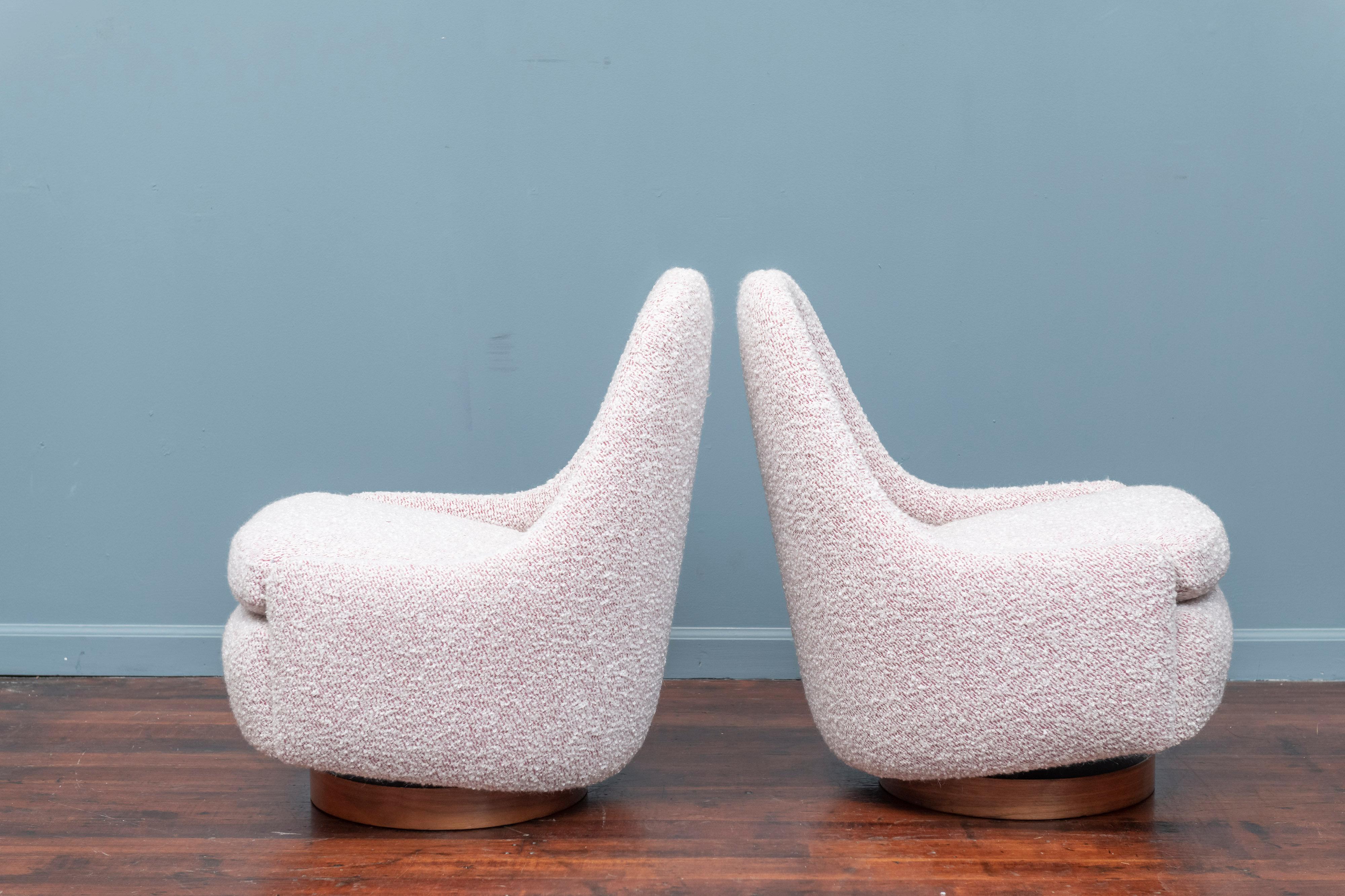 Mid-Century Modern Milo Baughman Petite Swivel Tilt Lounge Chairs
