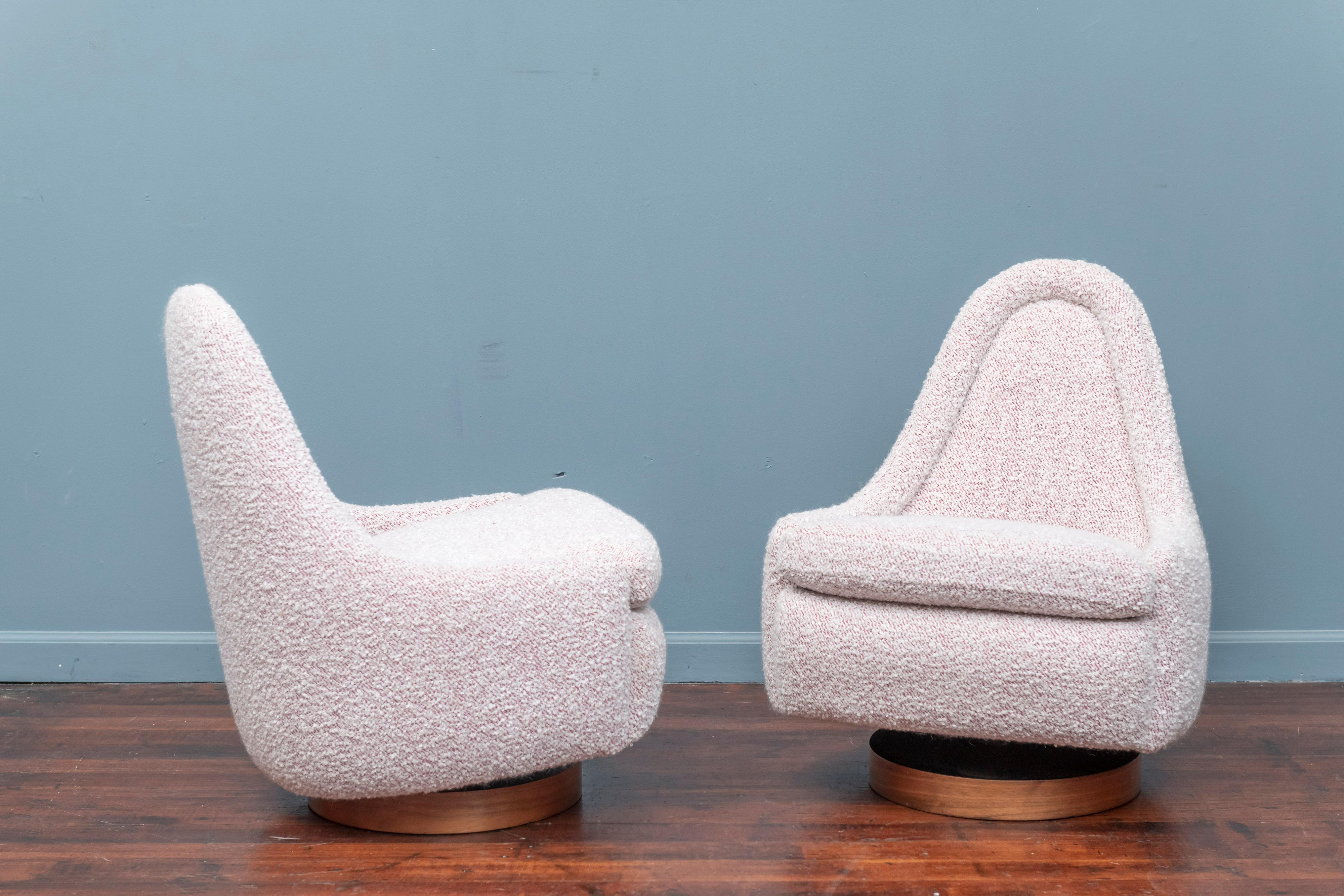 Mid-20th Century Milo Baughman Petite Swivel Tilt Lounge Chairs