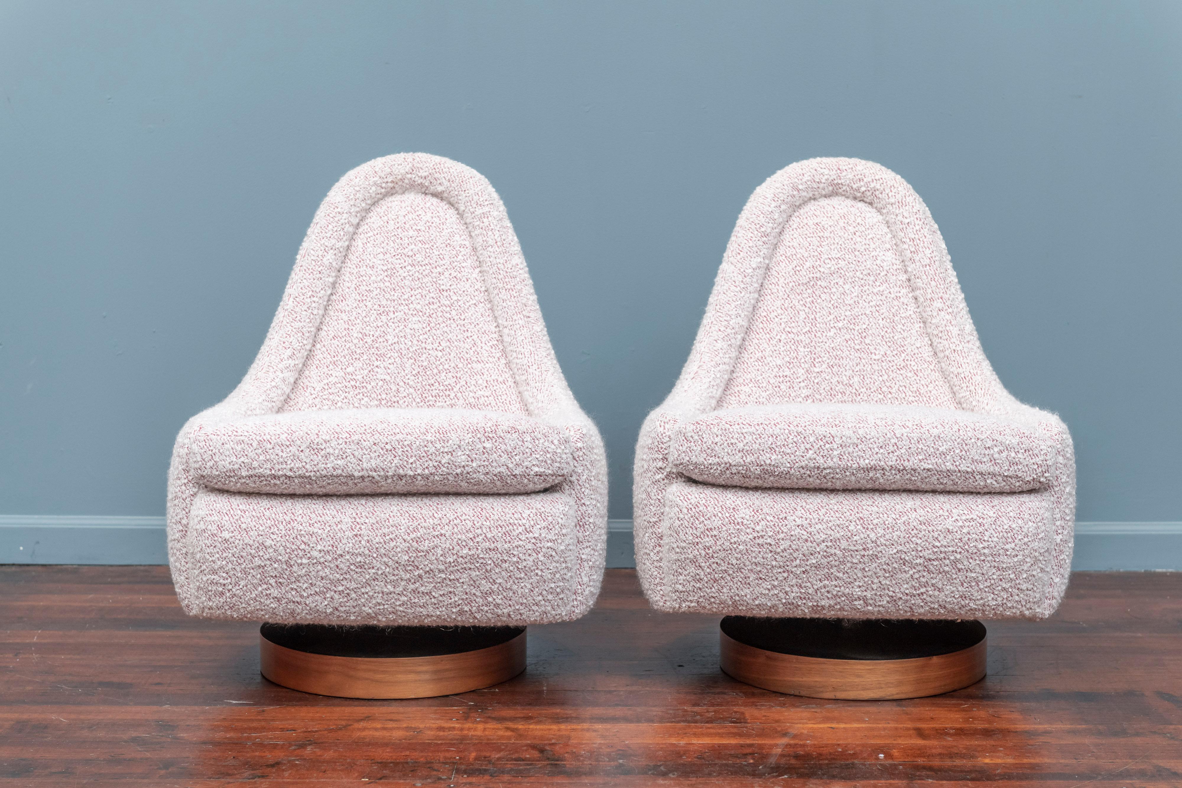 Upholstery Milo Baughman Petite Swivel Tilt Lounge Chairs