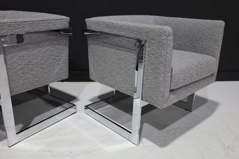 Milo Baughman Petite T-Back Chairs in Holly Hunt Outdoors Boucle at 1stDibs