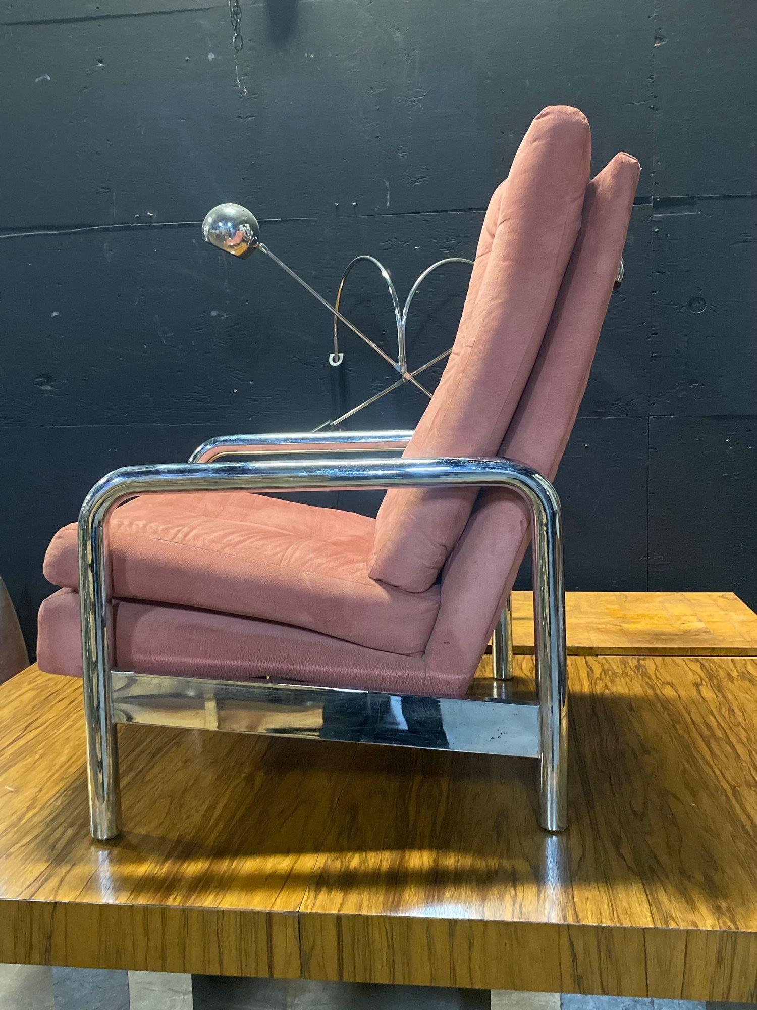 Milo Baughman Reclinabile in Ultrasuede Rosa in vendita 2