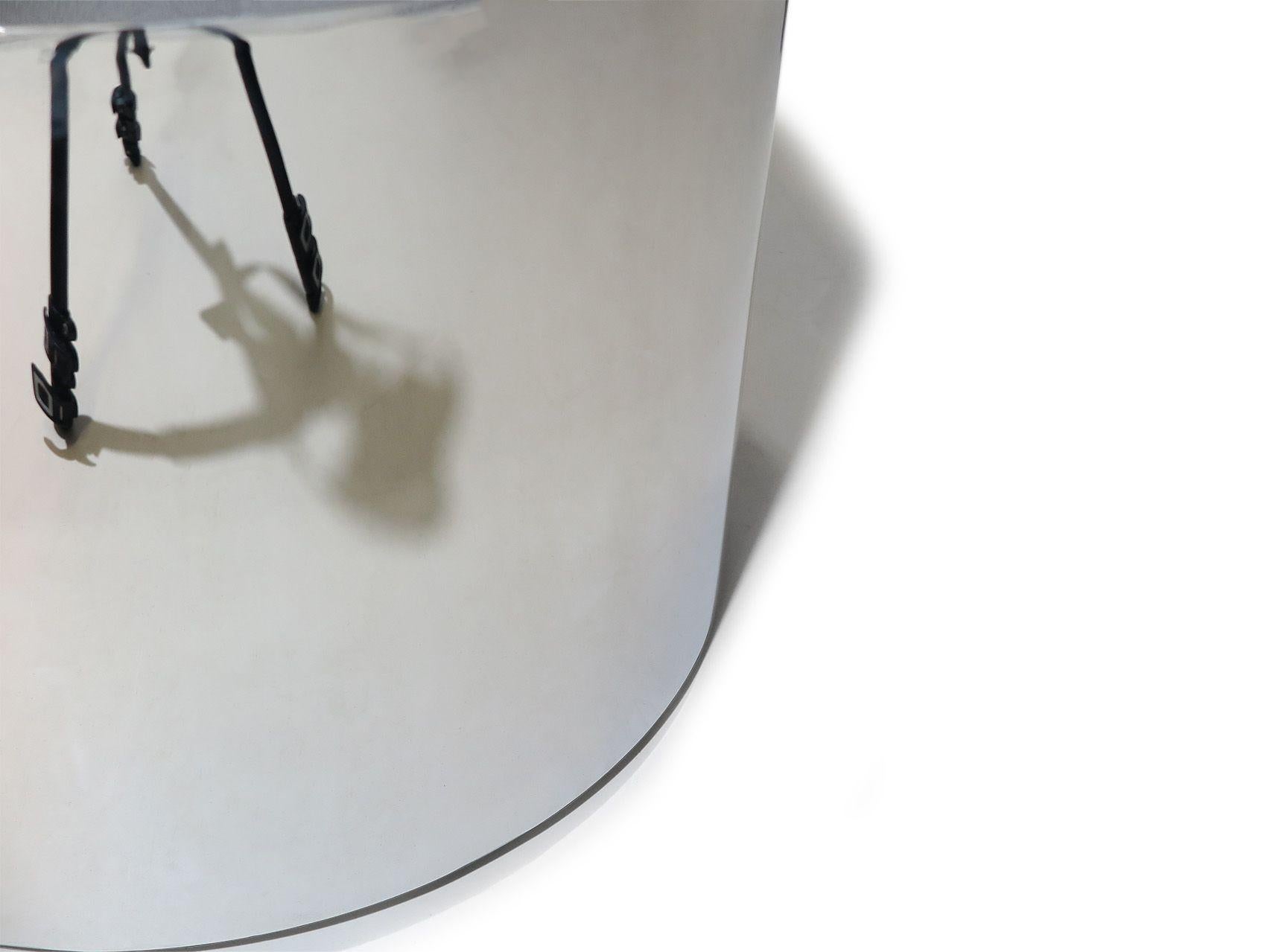 Milo Baughman Polished Stainless Steel Chrome Drum Side Table, 17 