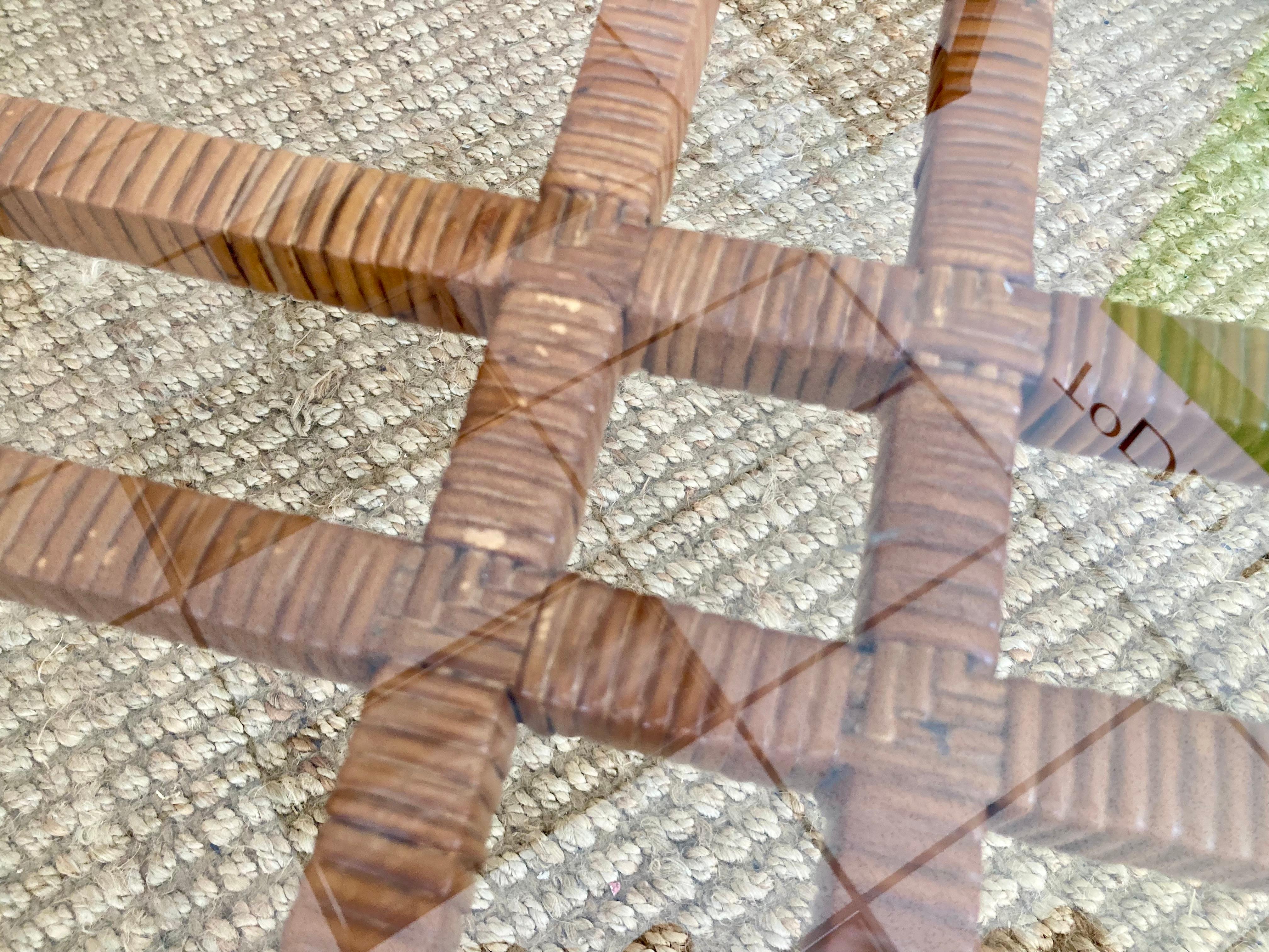Milo Baughman Rattan and Warm Chrome Coffee Table For Sale 8
