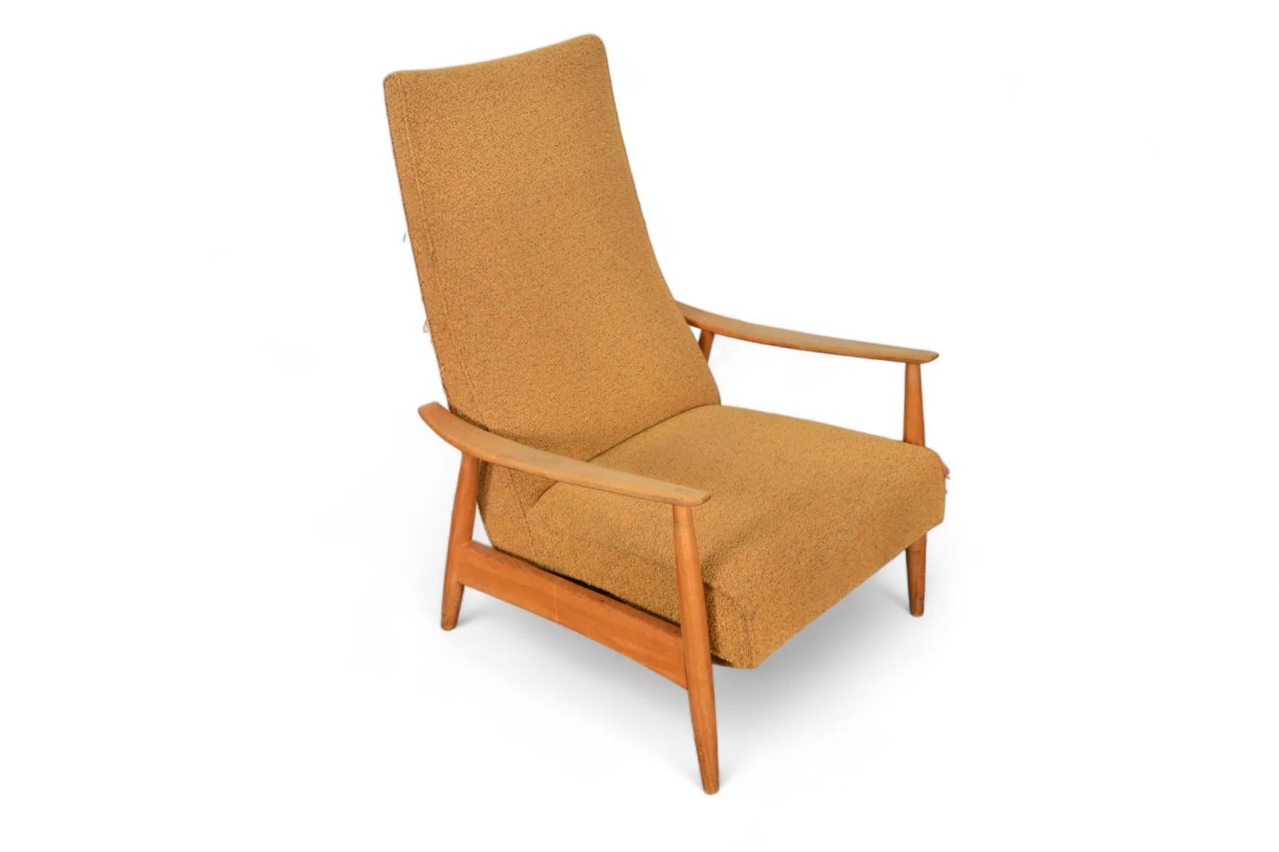 Origin: USA
Designer: Milo Baughman
Manufacturer: Thayer Coggin 
Era: 1960s
Materials: Walnut, Wool
Measurements: 29