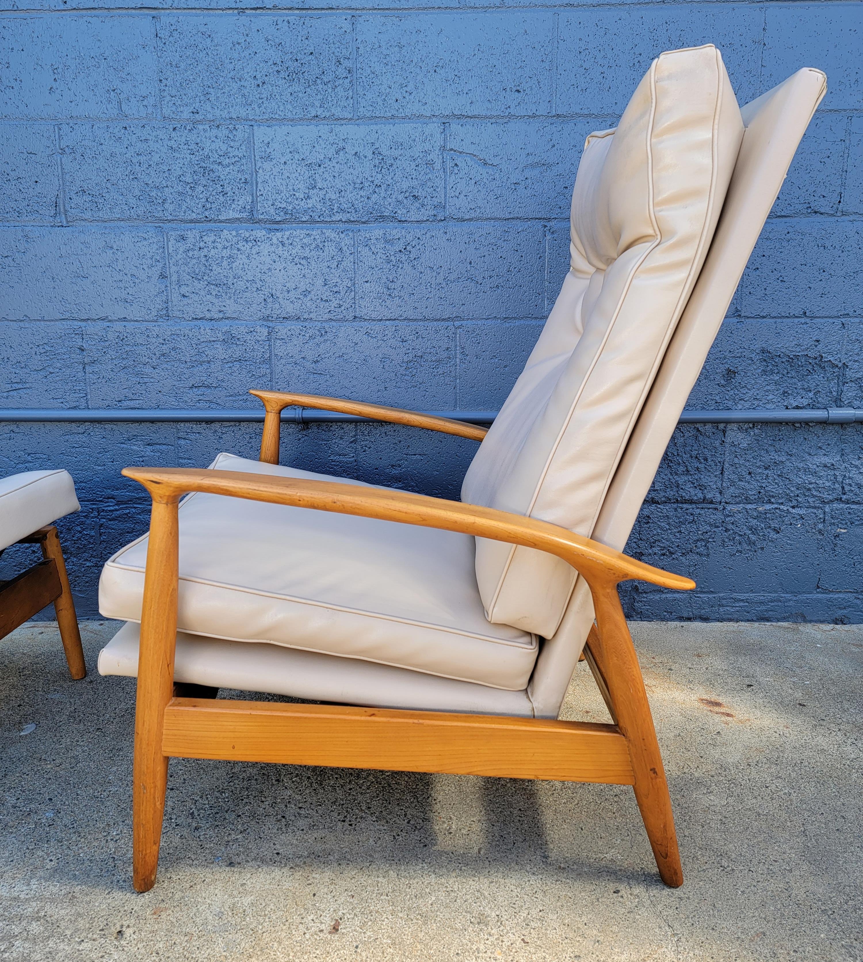 Mid-Century Modern Milo Baughman Recliner & Footstool