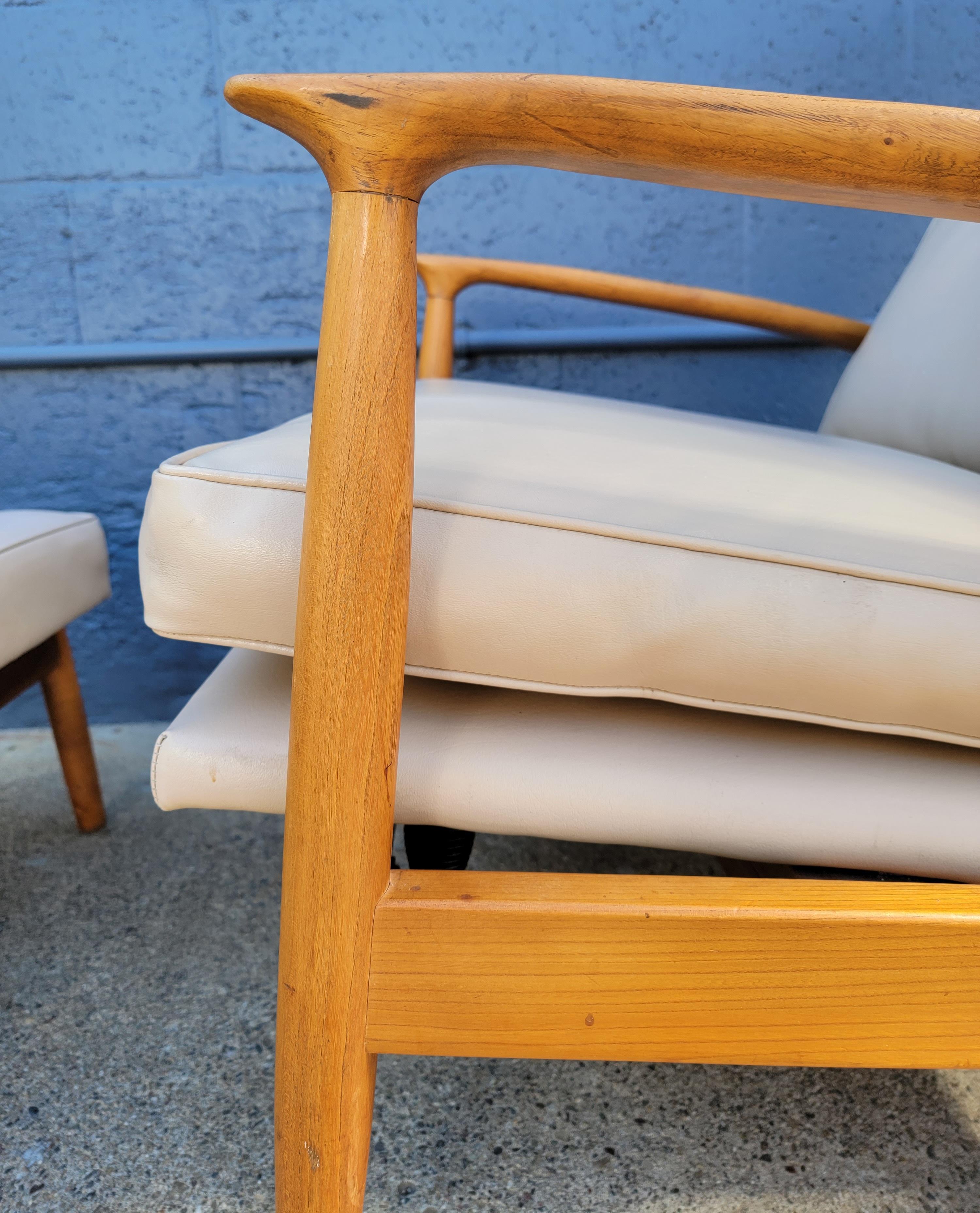 20th Century Milo Baughman Recliner & Footstool