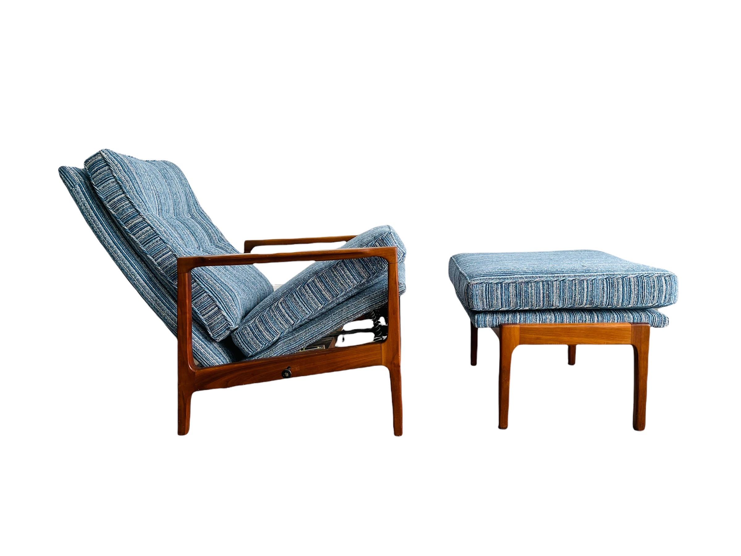 American Milo Baughman Reclining Lounge Chair & Ottoman for James Inc