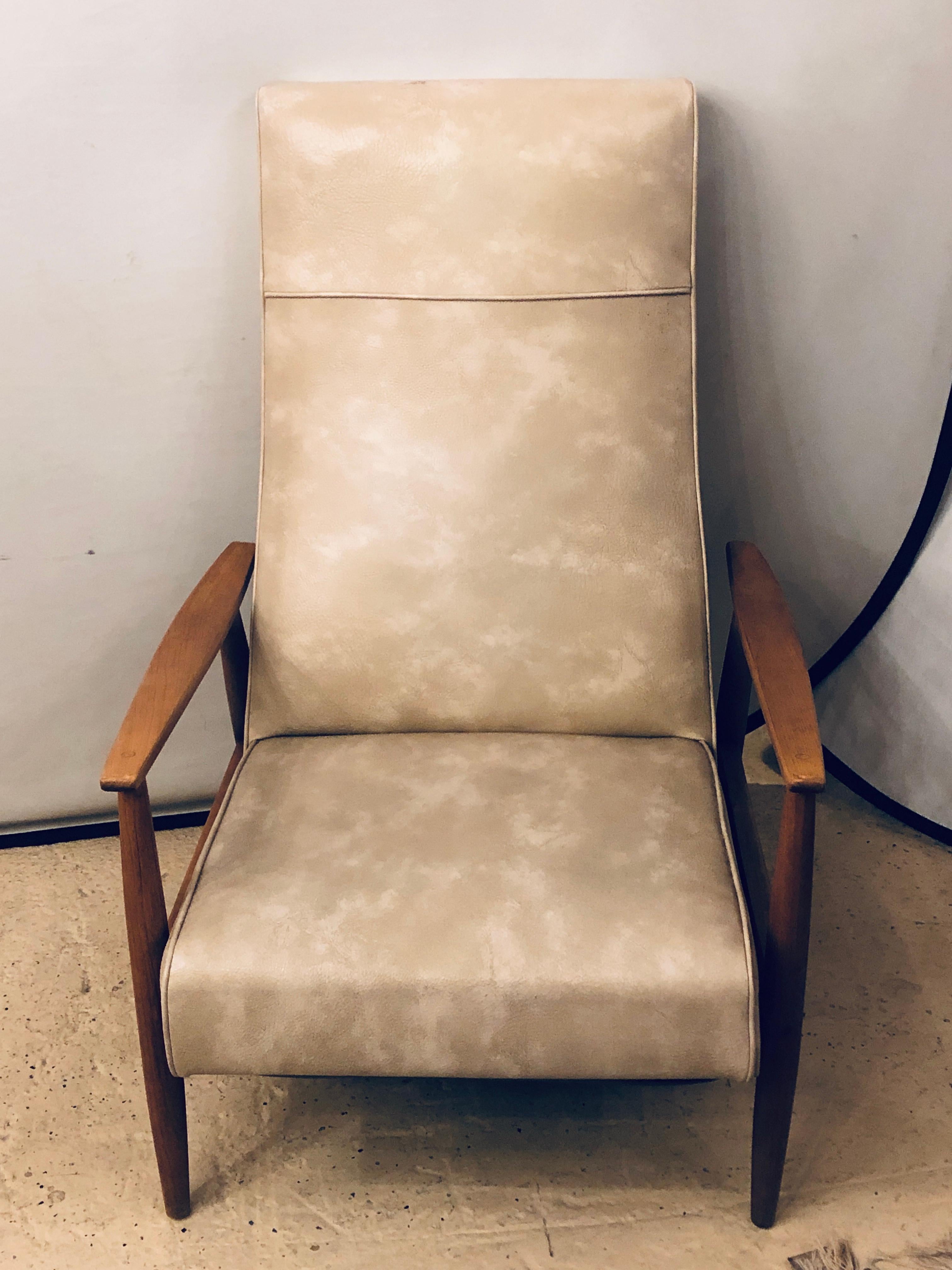 Milo Baughman reclining lounge chair Thayer Coggin. Milo Baughman designed reclining lounge chair for James Inc., with original labels beneath extending footrest. Provenance: Purchased from the personal collection of John Edelman, CEO of Design