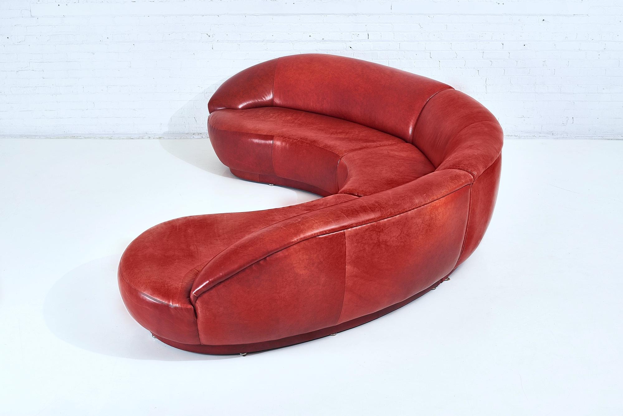 red leather sectional couch