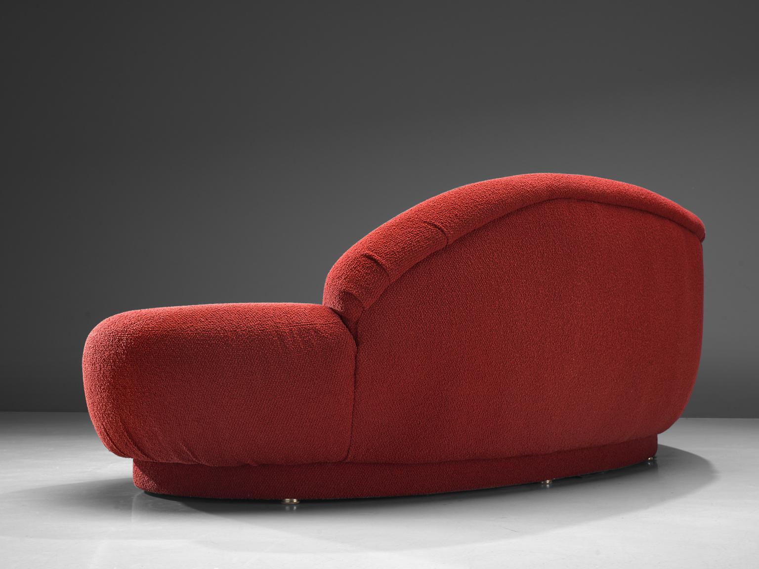 Milo Baughman Red Serpentine Curved Sofa 1