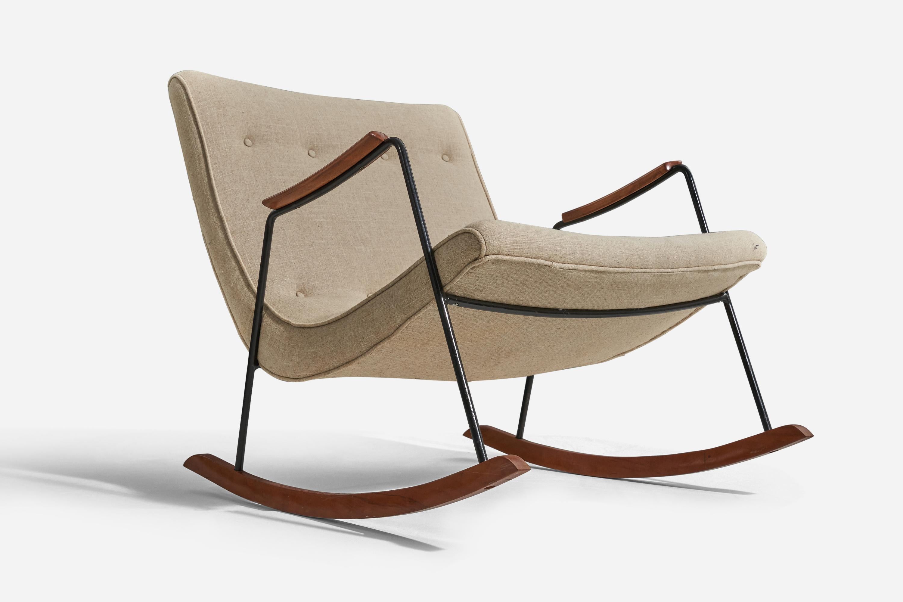 Milo Rocking Chair Milo Baughman, Rocking Chair, Fabric, Metal, Wood, USA, Thayer Coggin ...
