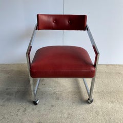 DIA Rolling Chairs, Chrome and Leather, Set of 4