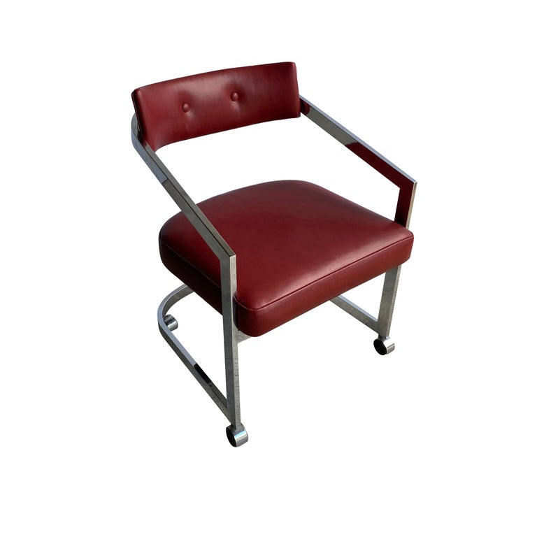 DIA Rolling Chairs, Chrome and Leather, Set of 4 at 1stDibs