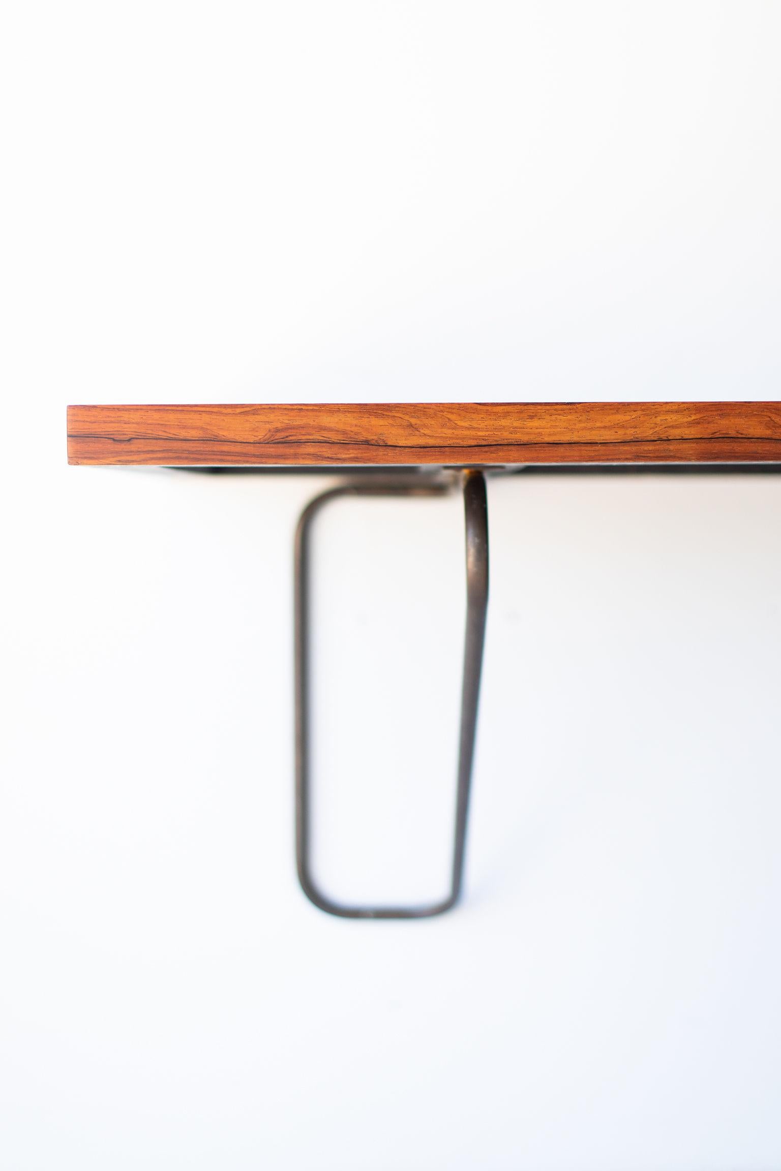 Mid-Century Modern Milo Baughman Rosewood and Brass Floating Desk for Thayer Coggin