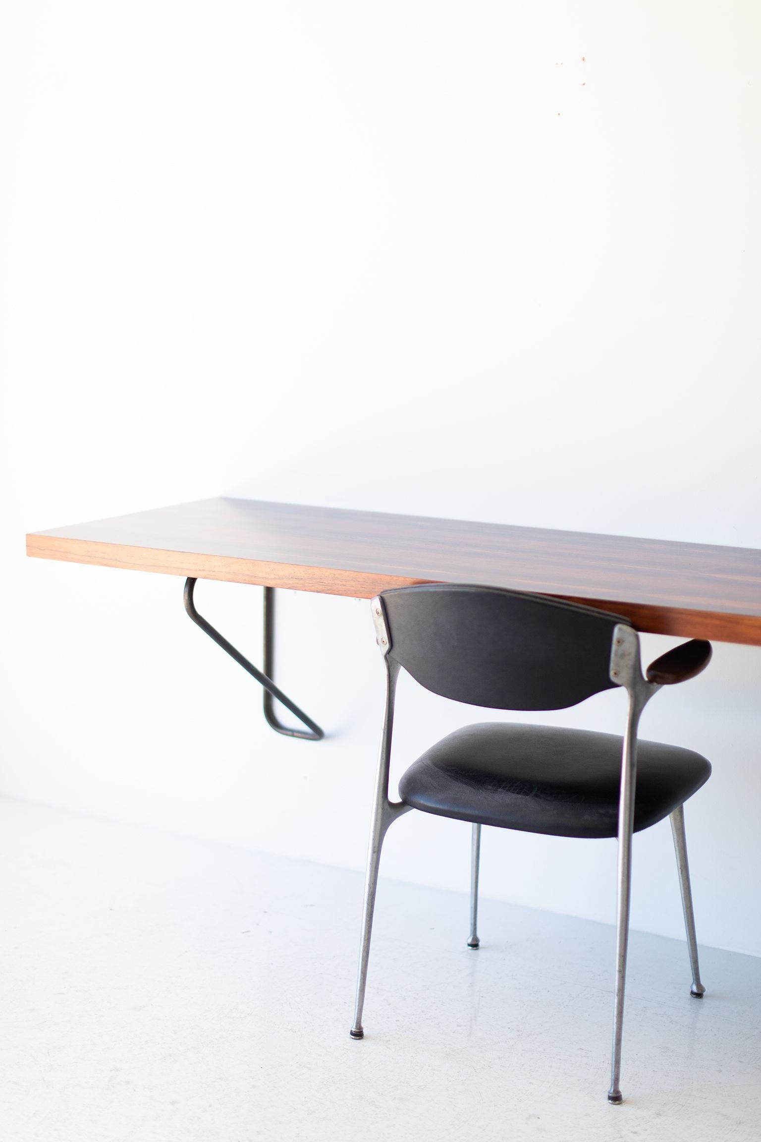 Milo Baughman Rosewood and Brass Floating Desk for Thayer Coggin 2