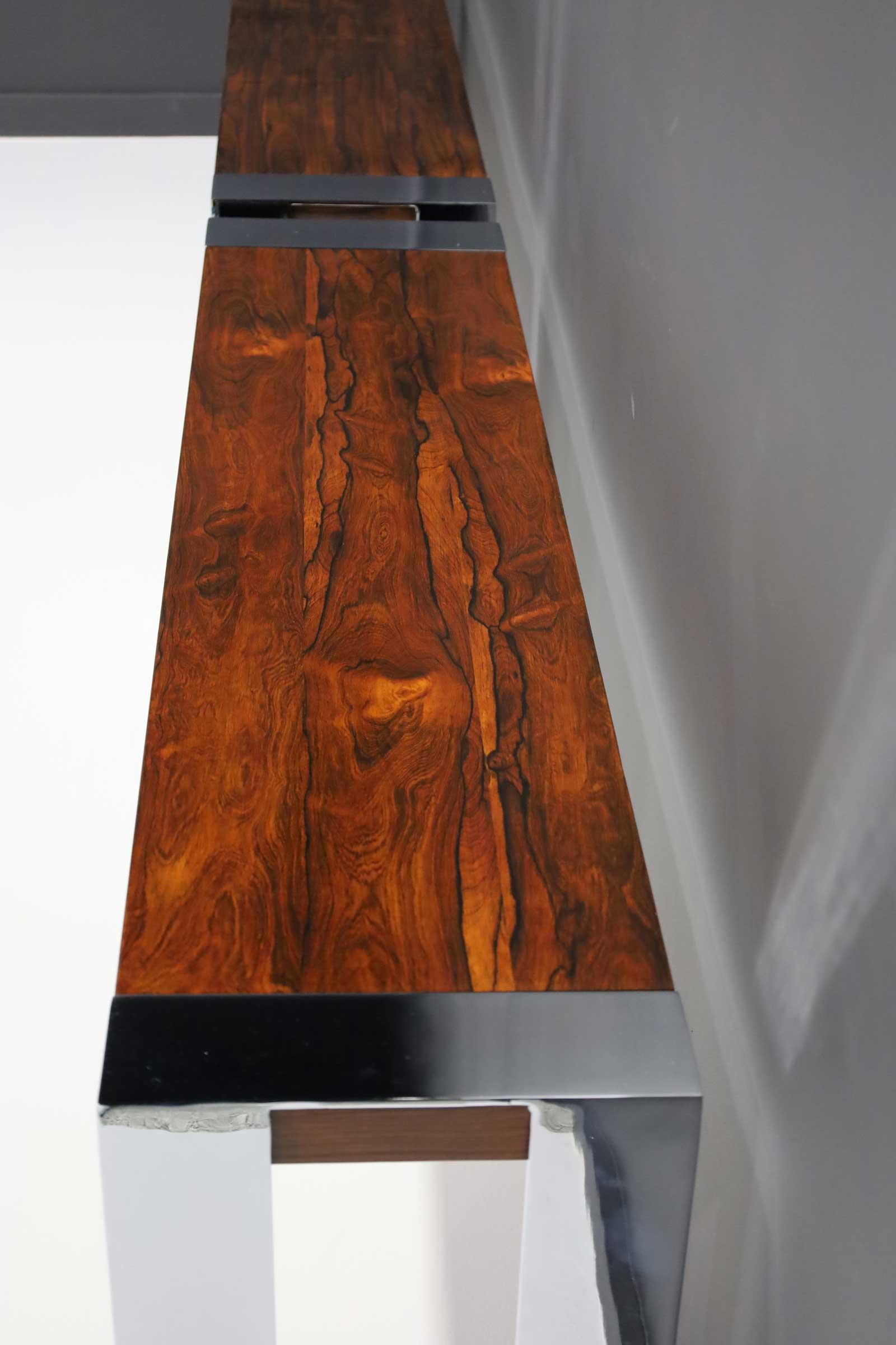 Mid-Century Modern Flair Rosewood and Chrome Console For Sale