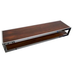 Milo Baughman Rosewood and Chrome Floating Wall Mounted Shelf