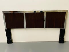 Mid Century Modern Milo Baughman Rosewood and Chrome Full / Queen Headboard