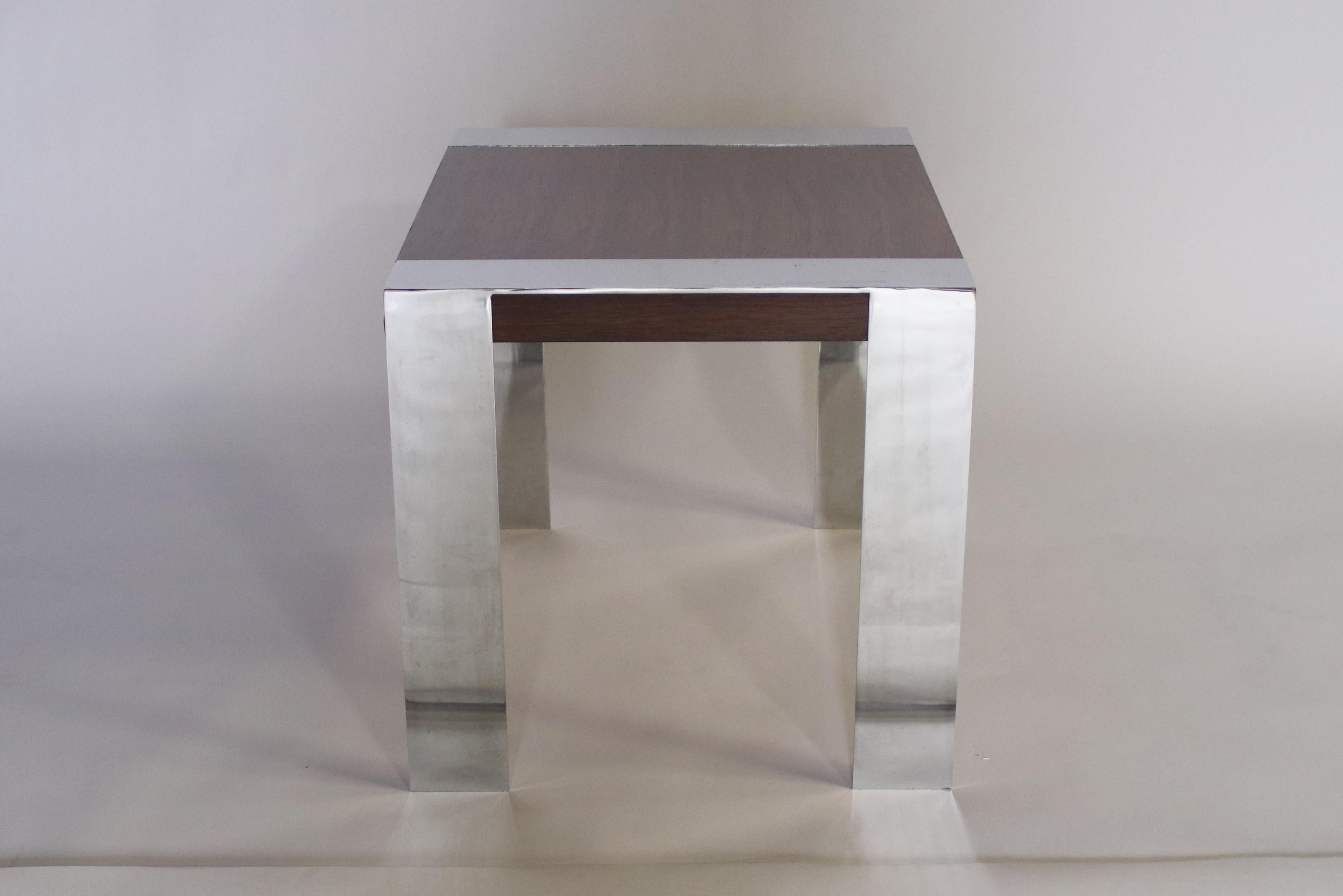 Milo Baughman Rosewood and Chrome Side Table 1