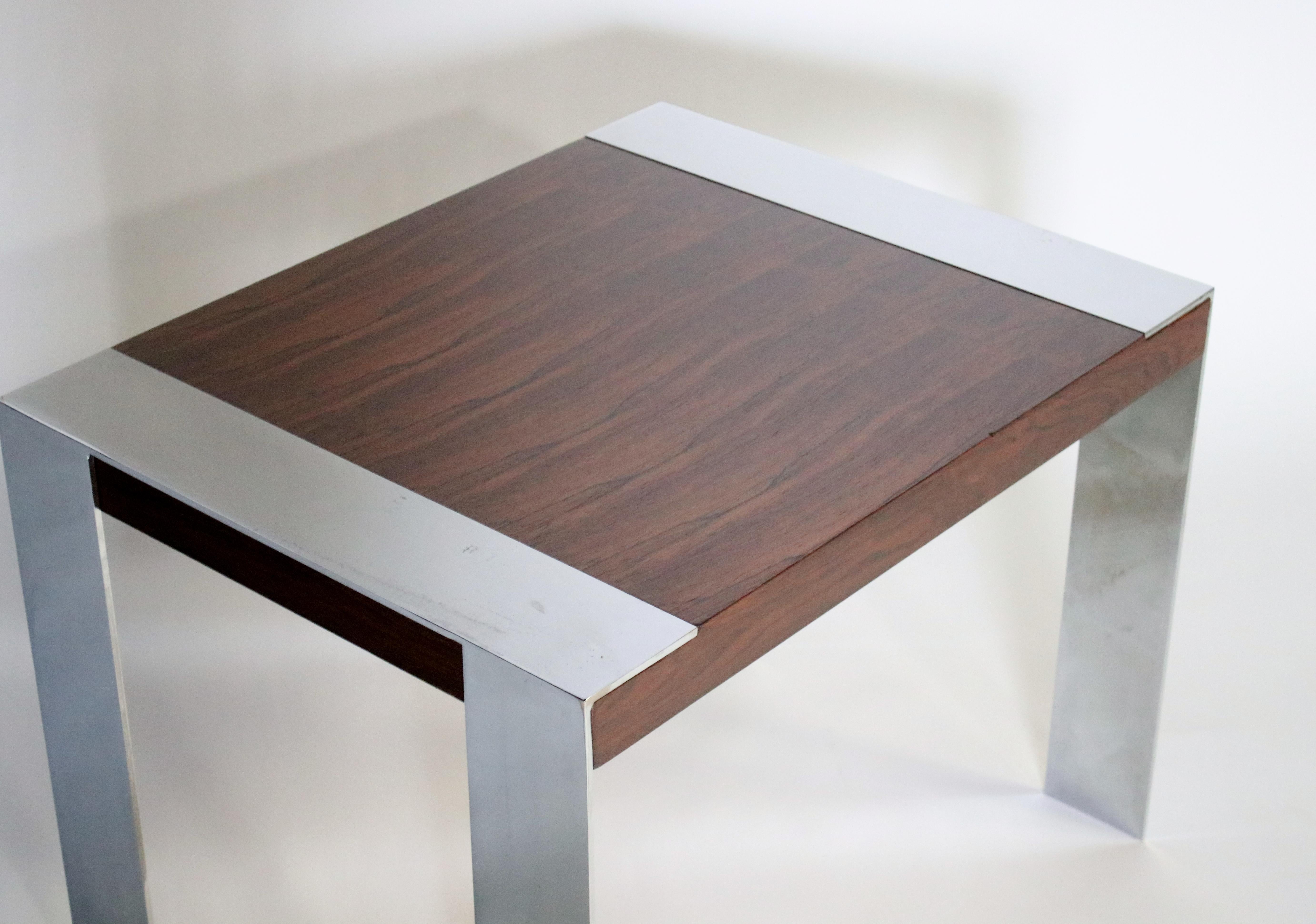 Milo Baughman Rosewood and Chrome Side Table 3