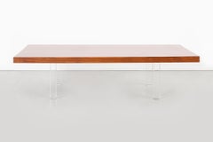 Milo Baughman Rosewood and Lucite Coffee Table