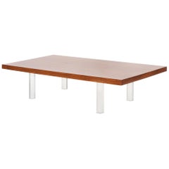 Milo Baughman Rosewood and Lucite Coffee Table