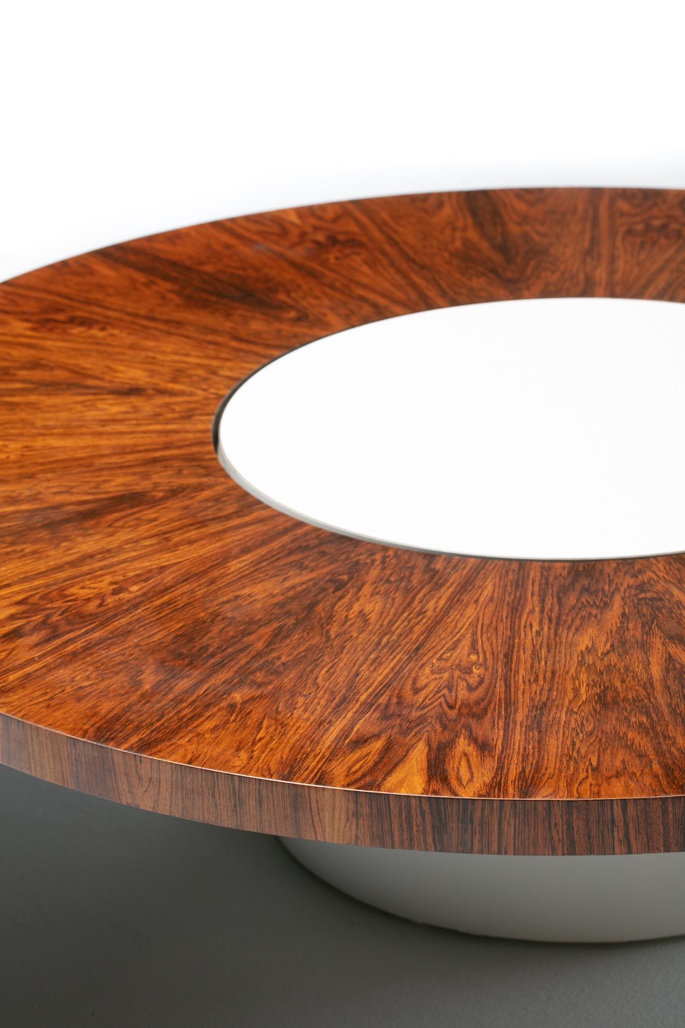 Mid-20th Century Milo Baughman Rosewood and White Lazy Susan Coffee Table circa 1960