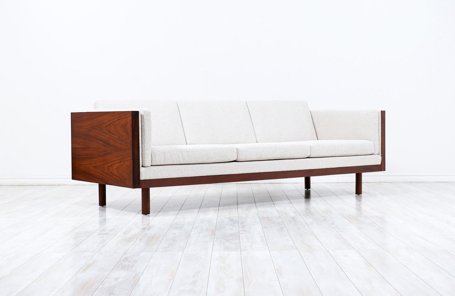 Mid-Century Modern  Expertly Restored - Milo Baughman Rosewood Case Sofa for Thayer Coggin For Sale