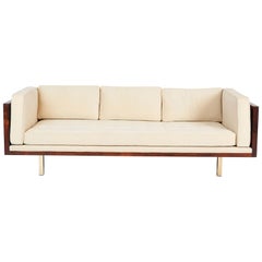 Milo Baughman Rosewood Case Sofa Model #2165 on Brass Legs