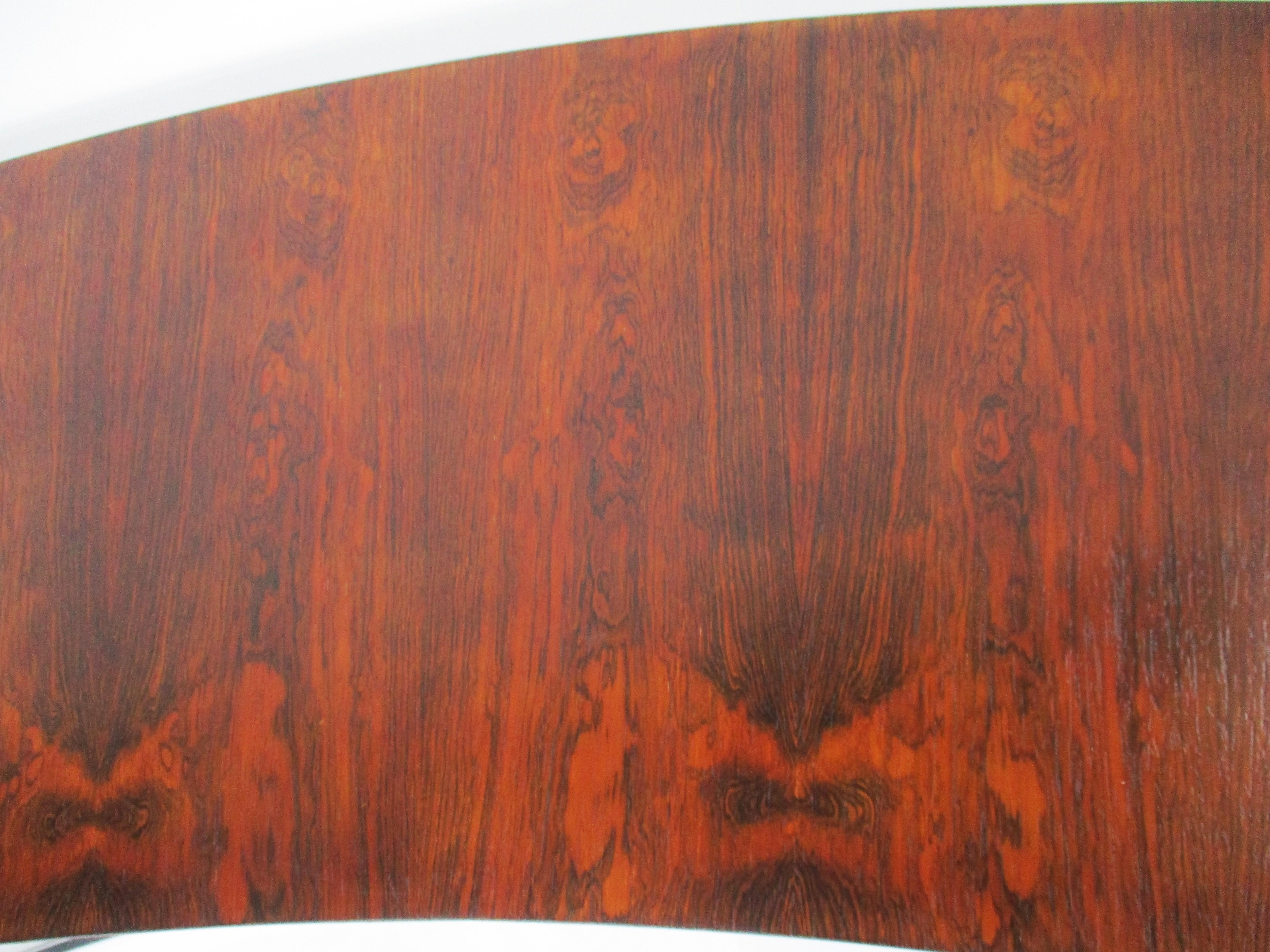 Milo Baughman Rosewood / Chrome Curved Sofa Table for Thayer Coggin For Sale 3