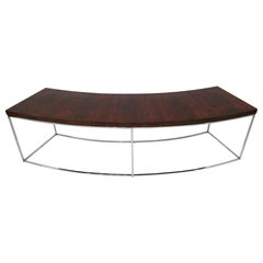 Milo Baughman Rosewood / Chrome Curved Sofa Table for Thayer Coggin