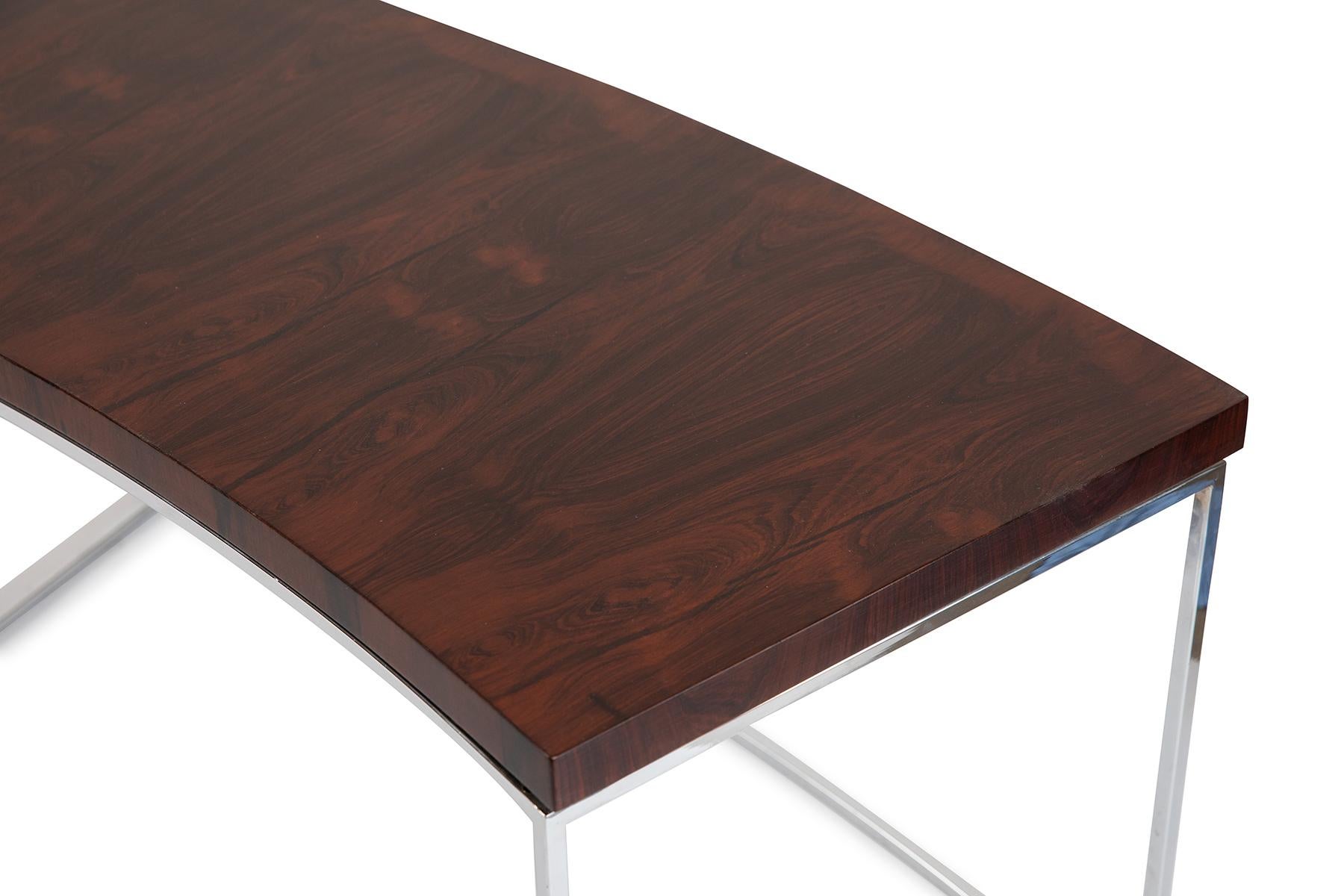 Mid-Century Modern Milo Baughman Rosewood and Chrome Sofa Table