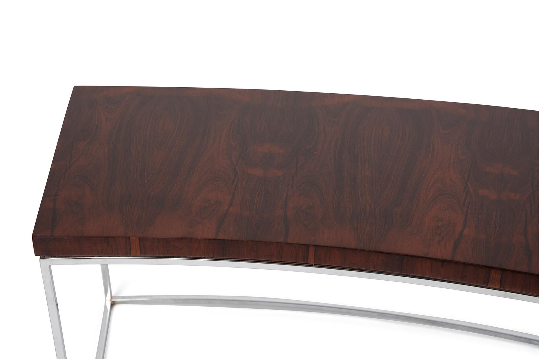 American Milo Baughman Rosewood and Chrome Sofa Table