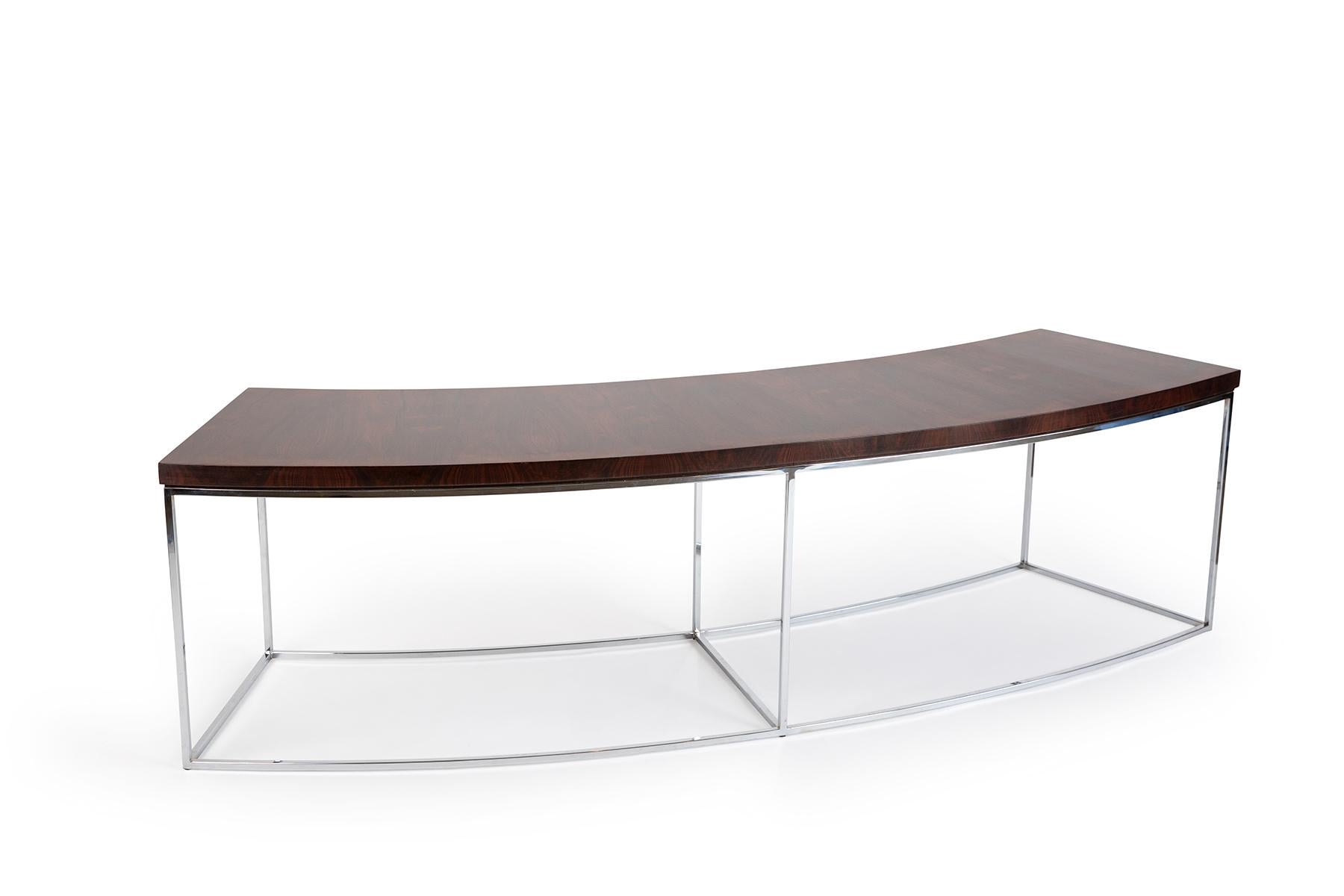 Mid-20th Century Milo Baughman Rosewood and Chrome Sofa Table
