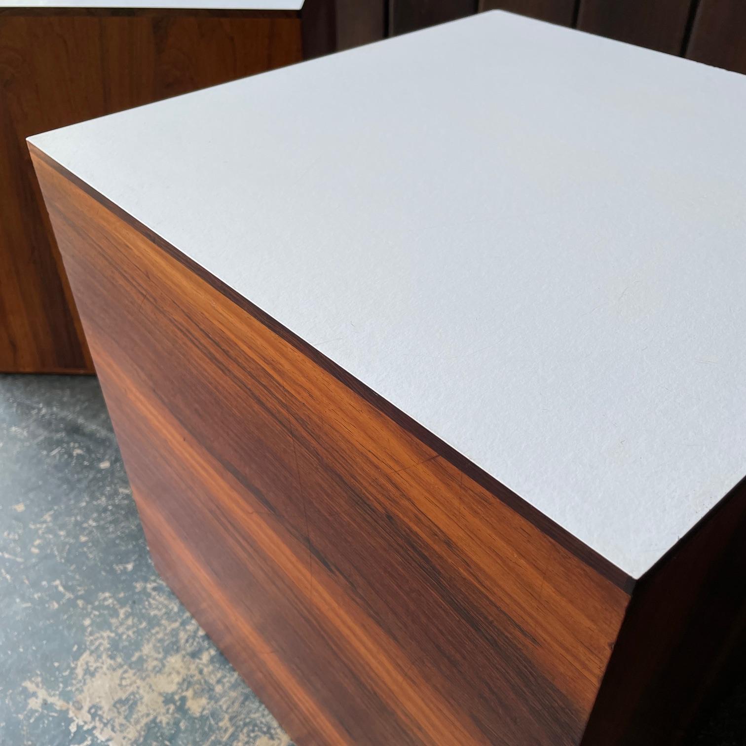 Milo Baughman Rosewood Cube Side Tables Pedestals Vintage Mid-Century Geometric 2