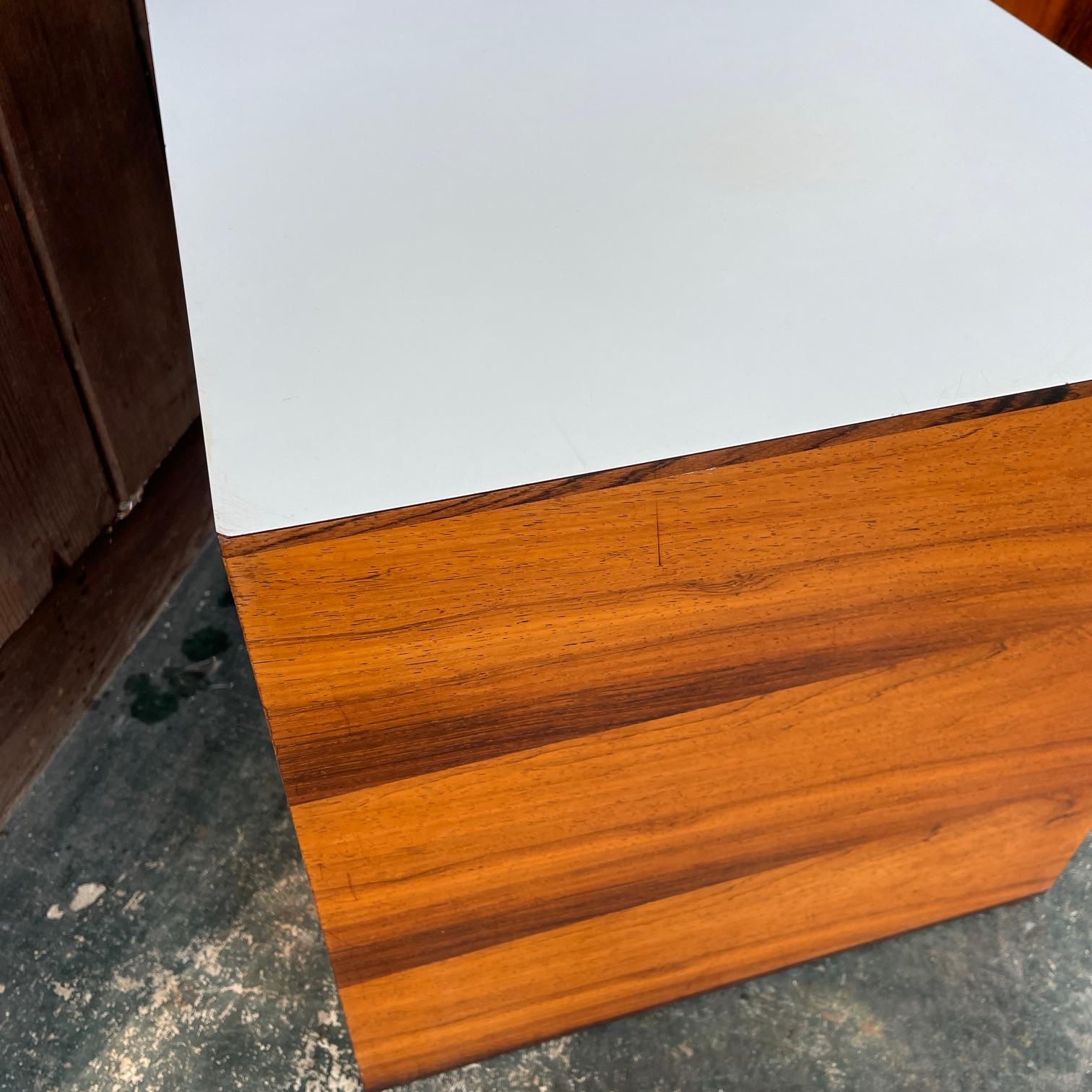 Milo Baughman Rosewood Cube Side Tables Pedestals Vintage Mid-Century Geometric 3
