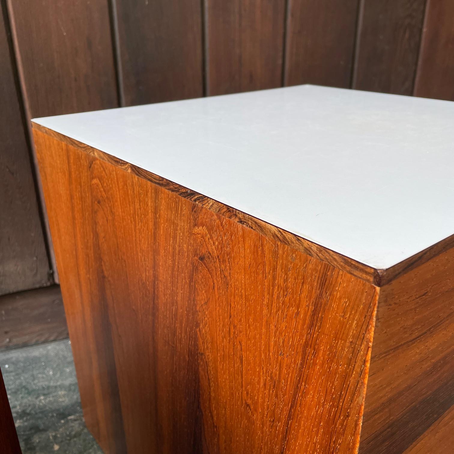 Milo Baughman Rosewood Cube Side Tables Pedestals Vintage Mid-Century Geometric 4