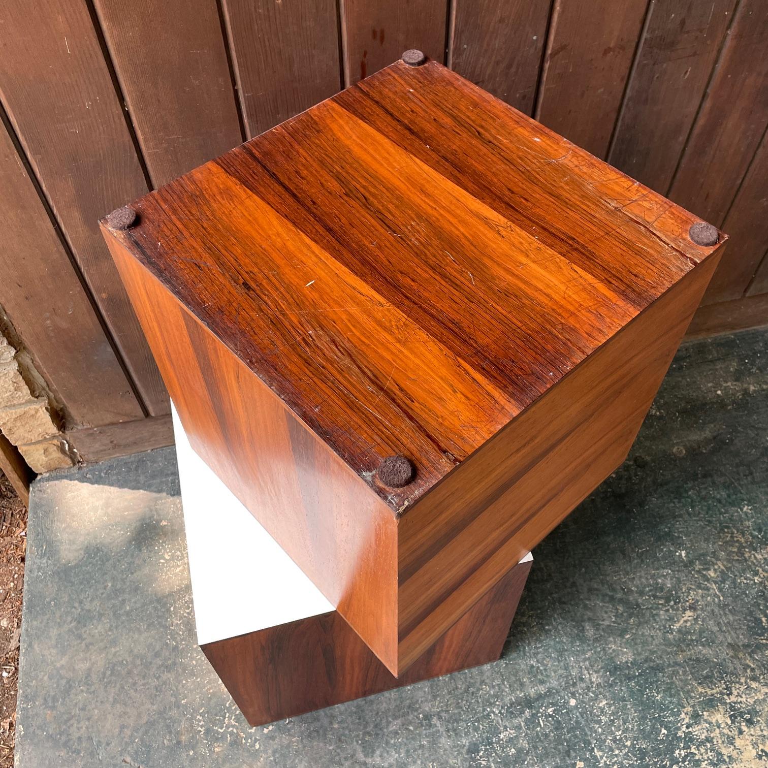 Milo Baughman Rosewood Cube Side Tables Pedestals Vintage Mid-Century Geometric 7