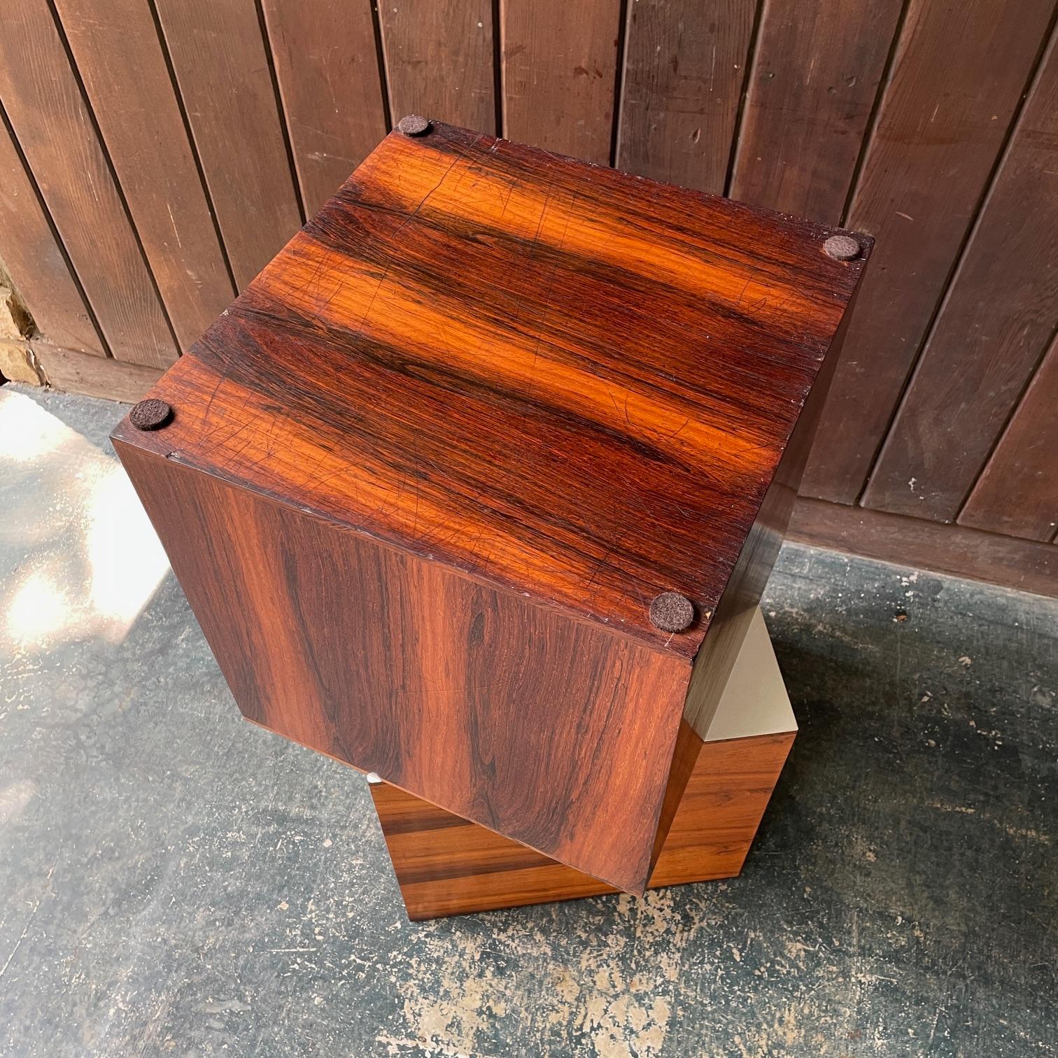 Milo Baughman Rosewood Cube Side Tables Pedestals Vintage Mid-Century Geometric 8