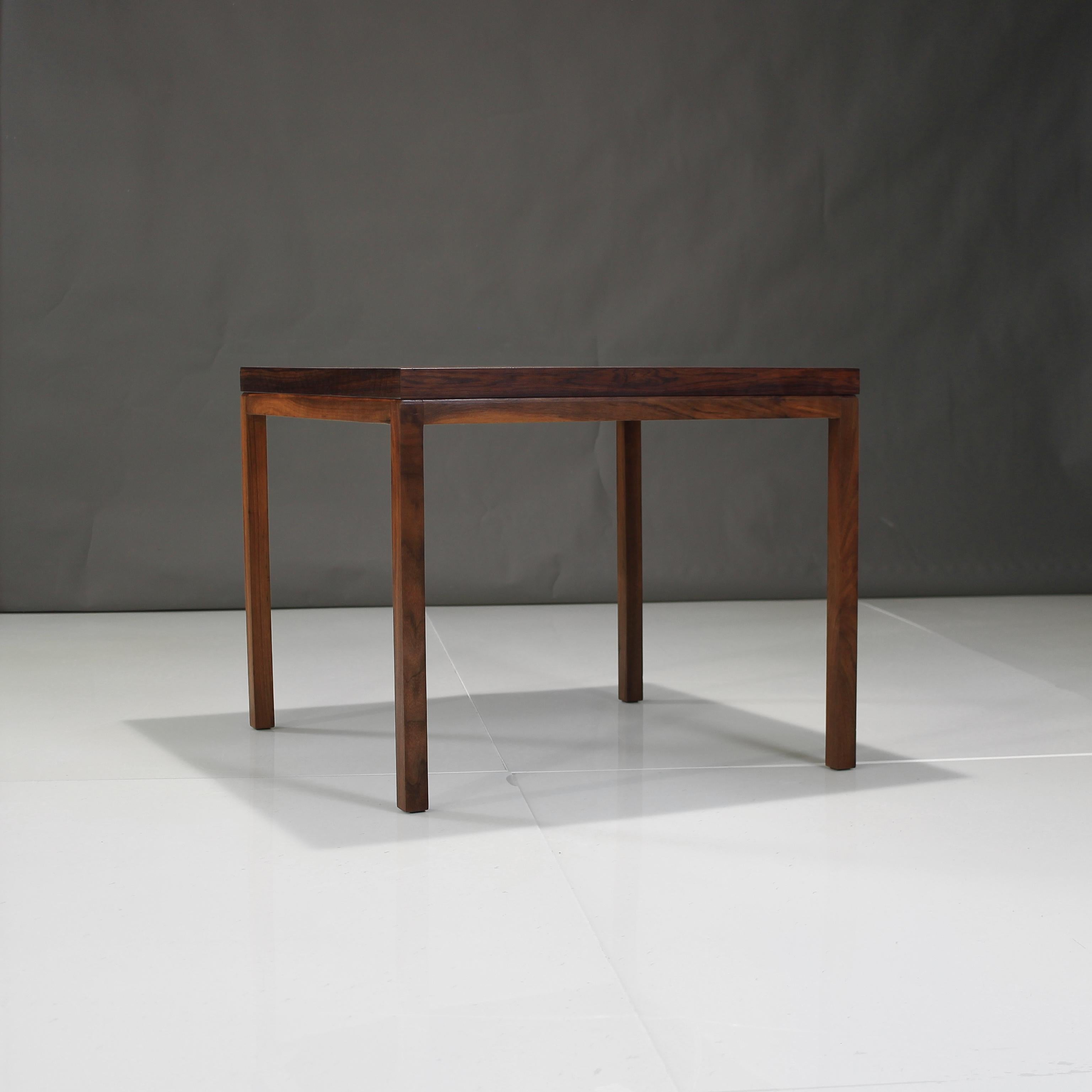 About this Milo Baughman for Thayer Coggin Rosewood table:

This piece is truly a show stopper and can be used for a variety of purposes in yours or you client's space.  The beautiful clean lines of this table showcase the rosewood in a lovely